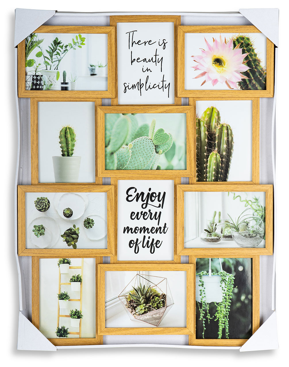 levandeo Bilderrahmen Collage 51x68cm 12 Fotos 13x18 Eiche MDF Holz Glasscheiben