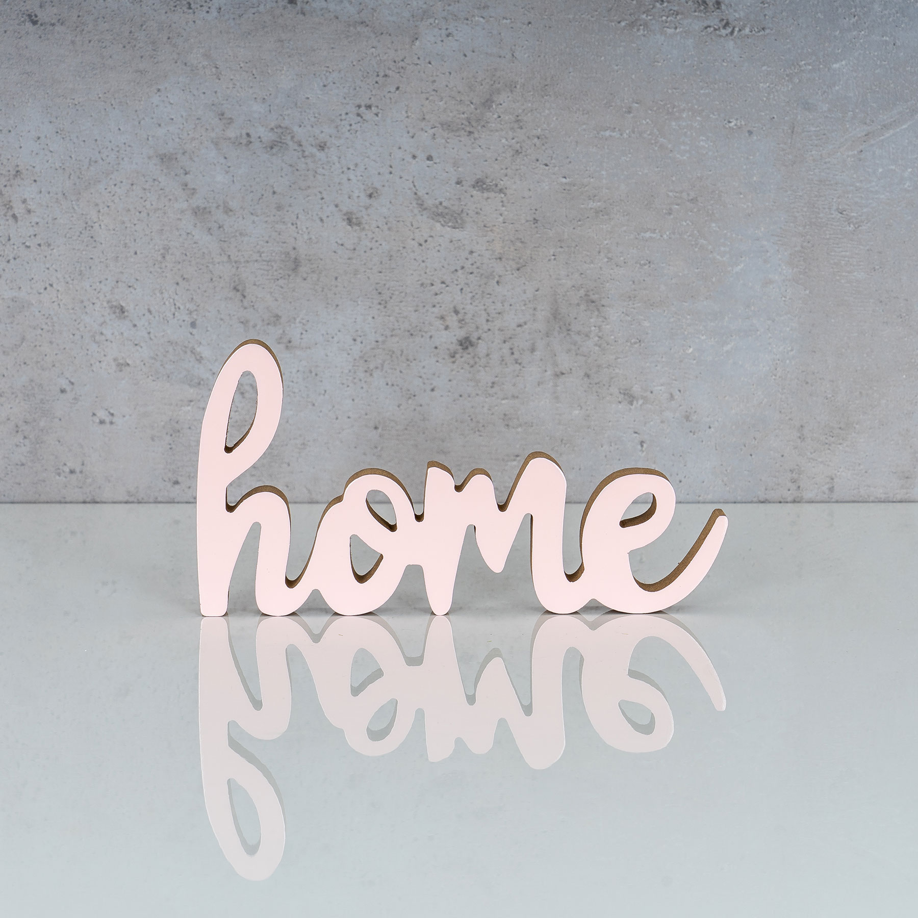 Schriftzug Home L20cm Pastell Rosa Holz Tischdeko Deko Aufsteller Wohndeko