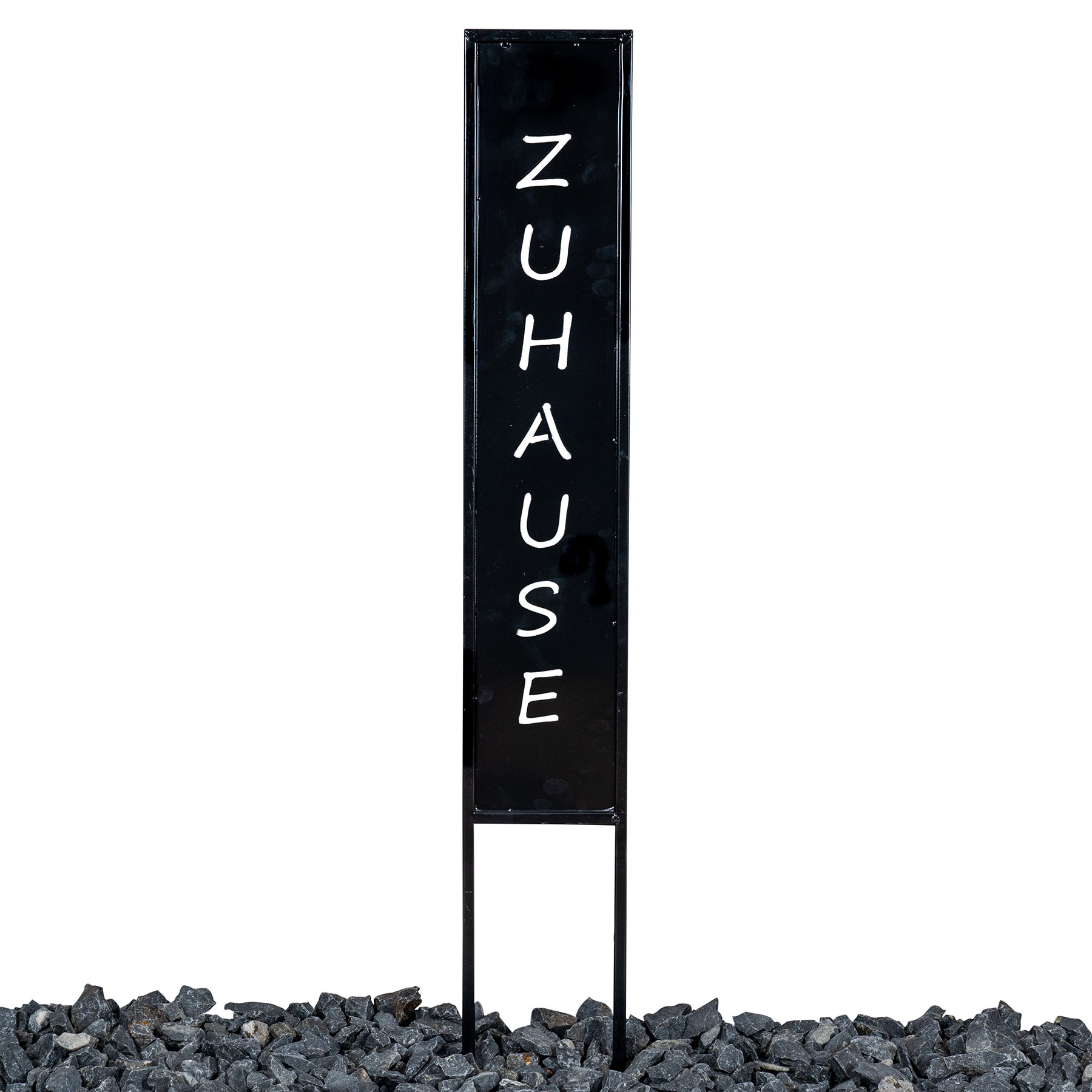 Gartenstecker Zuhause H83cm Schwarz Metall Stele Garten Deko Schild Aufsteller