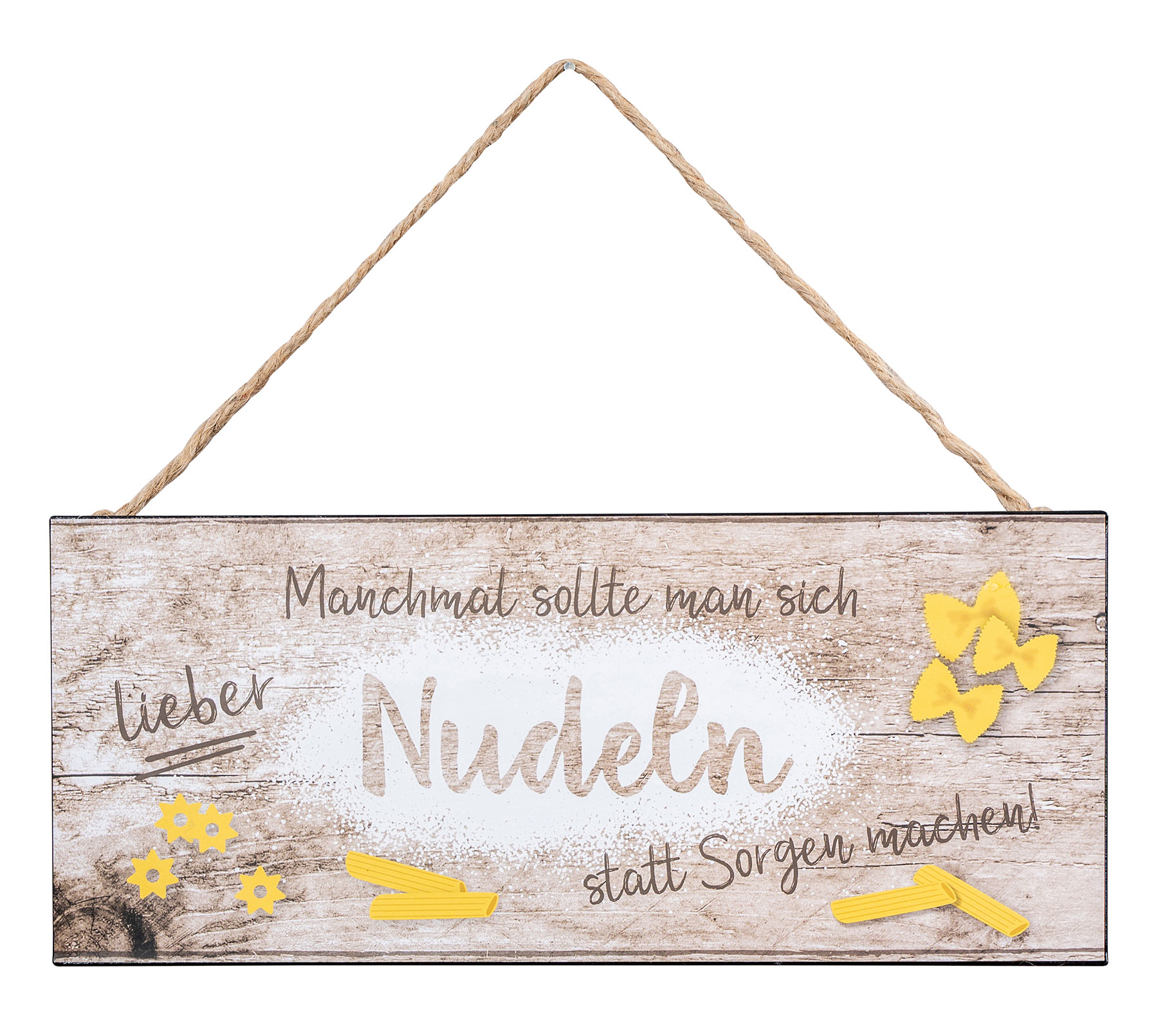 Schild L30cm Lieber Nudeln als Sorgen Spruch Metall Wandbild Wanddeko Türschild