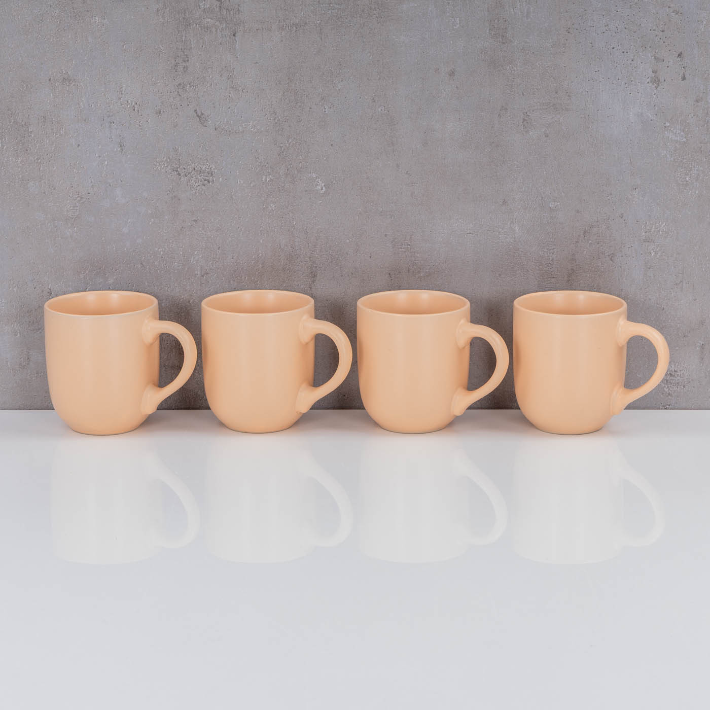 4er Set Steingut Tassen 300ml Pastell Orange Kaffeetasse Kaffeebecher Design