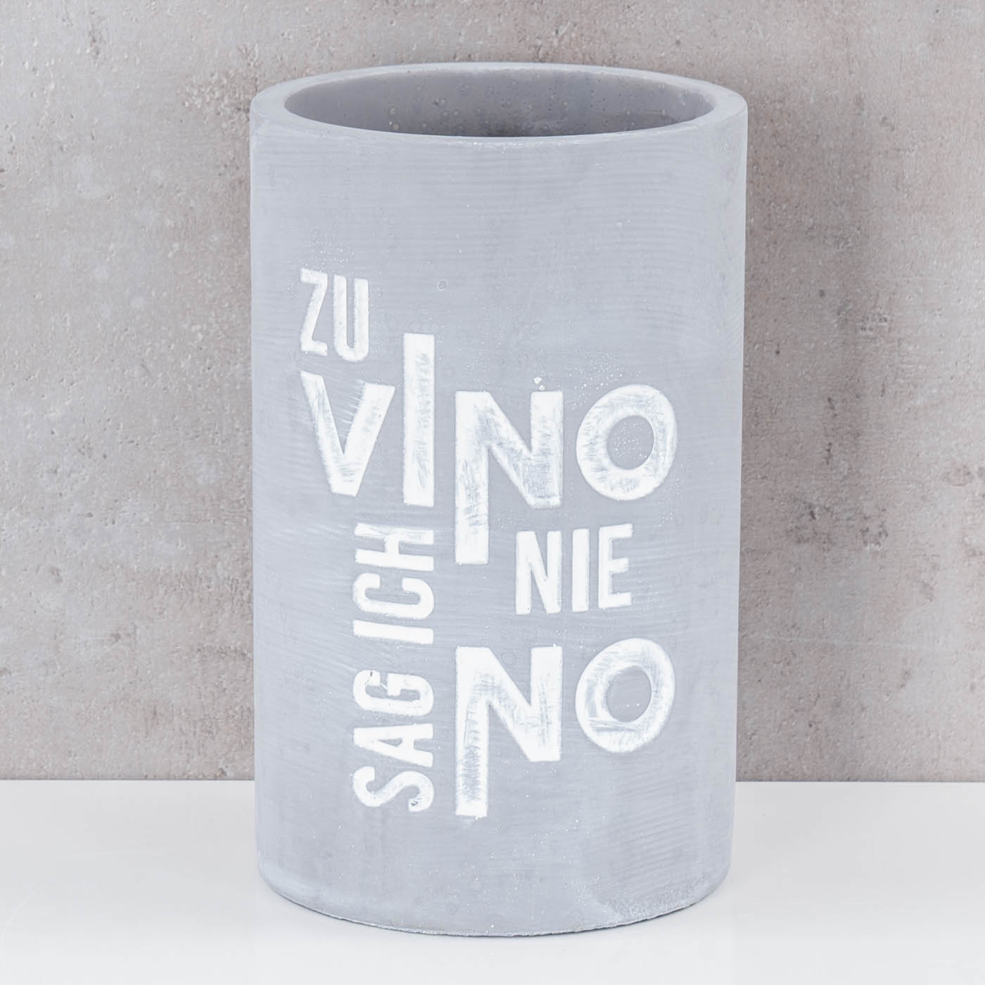 Flaschenkühler Beton Grau H21cm Weinkühler Spruch Zu Vino Sektkühler Tischdeko