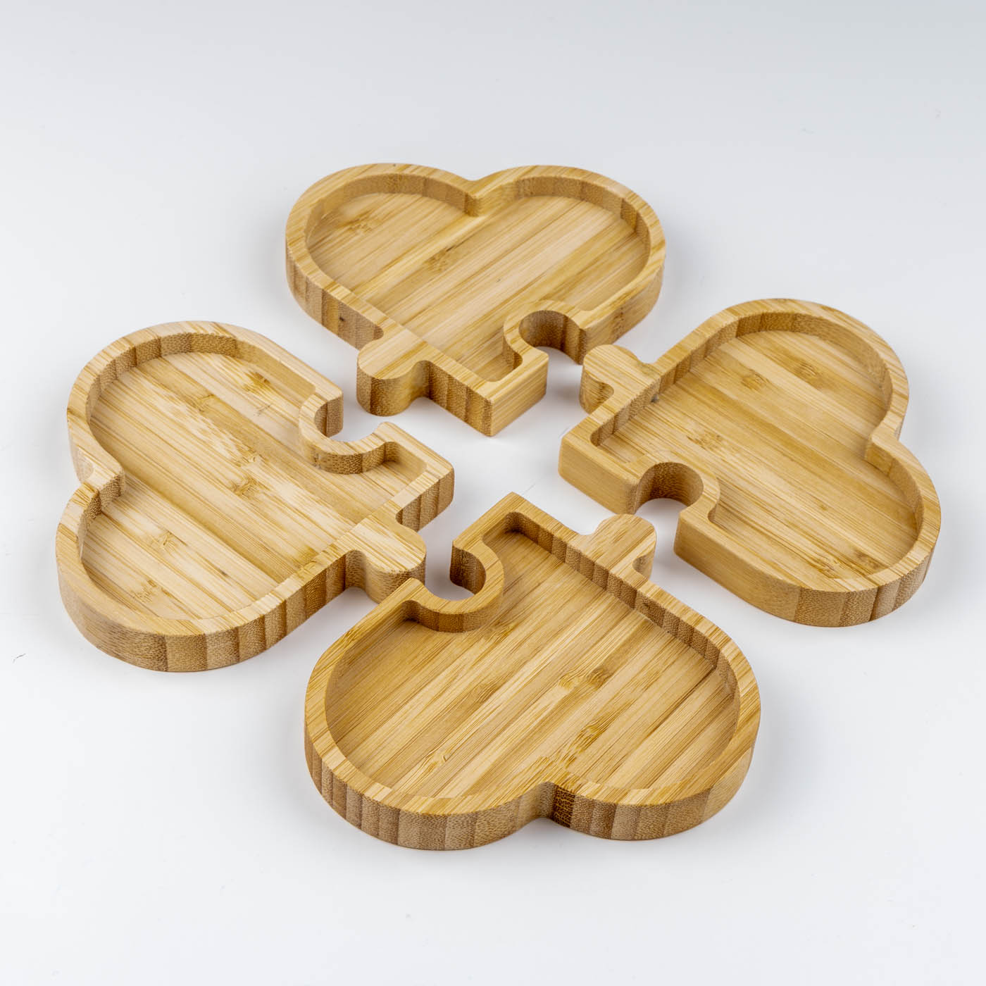 Snackteller Herz 25cm Bambus Holz Natur Teller Puzzle Schale Tischdeko Herzpuzzle