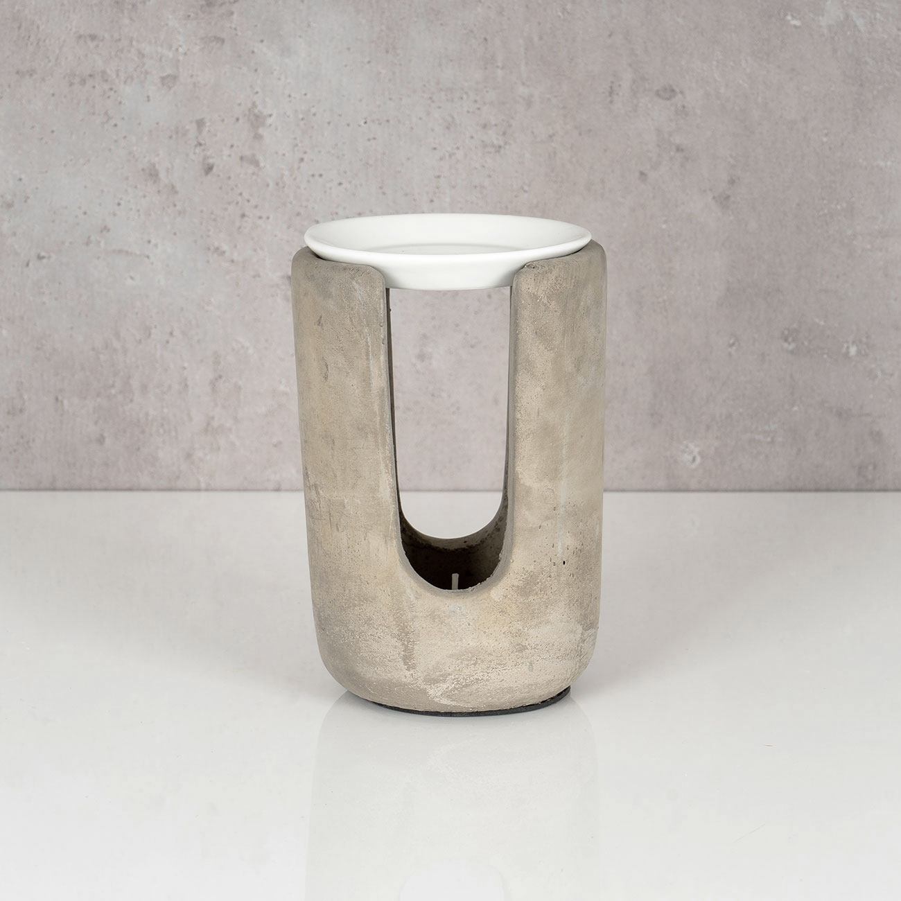 Duftlampe Beton Weiß 10x15cm inkl. 2x Teelicht Tischdeko Teelichthalter Aroma