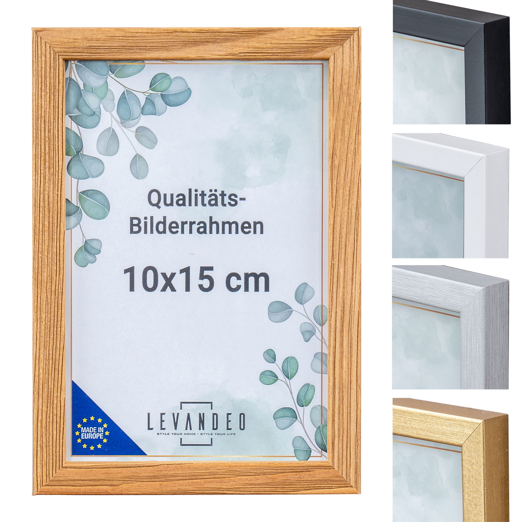 Bilderrahmen Echtholz Made in EU 10x15 Natur Glasscheibe Fotorahmen Kiefernholz