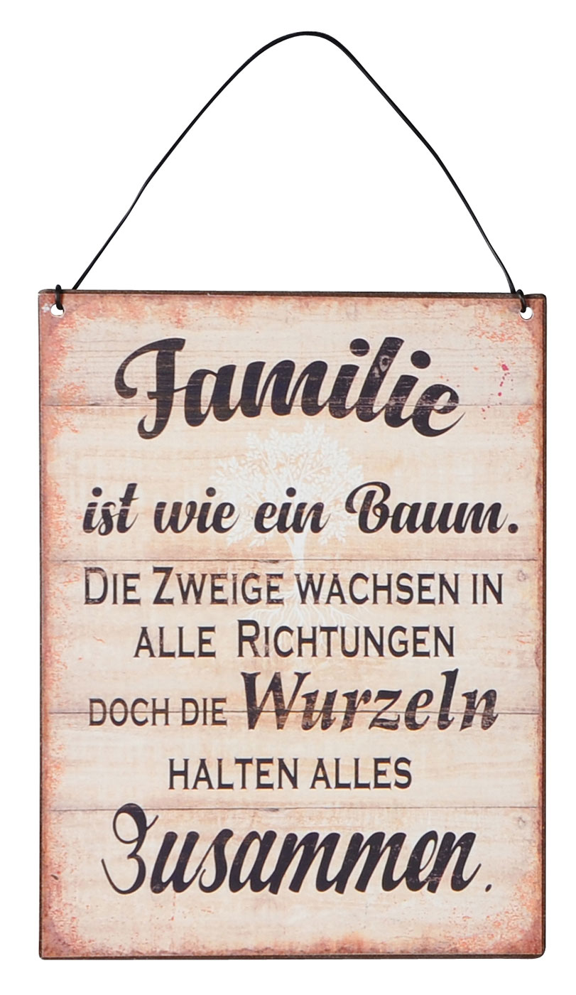 3er Set Blechschilder H20cm Familie Sprüche Braun Schwarz Wandbild Wanddeko Deko