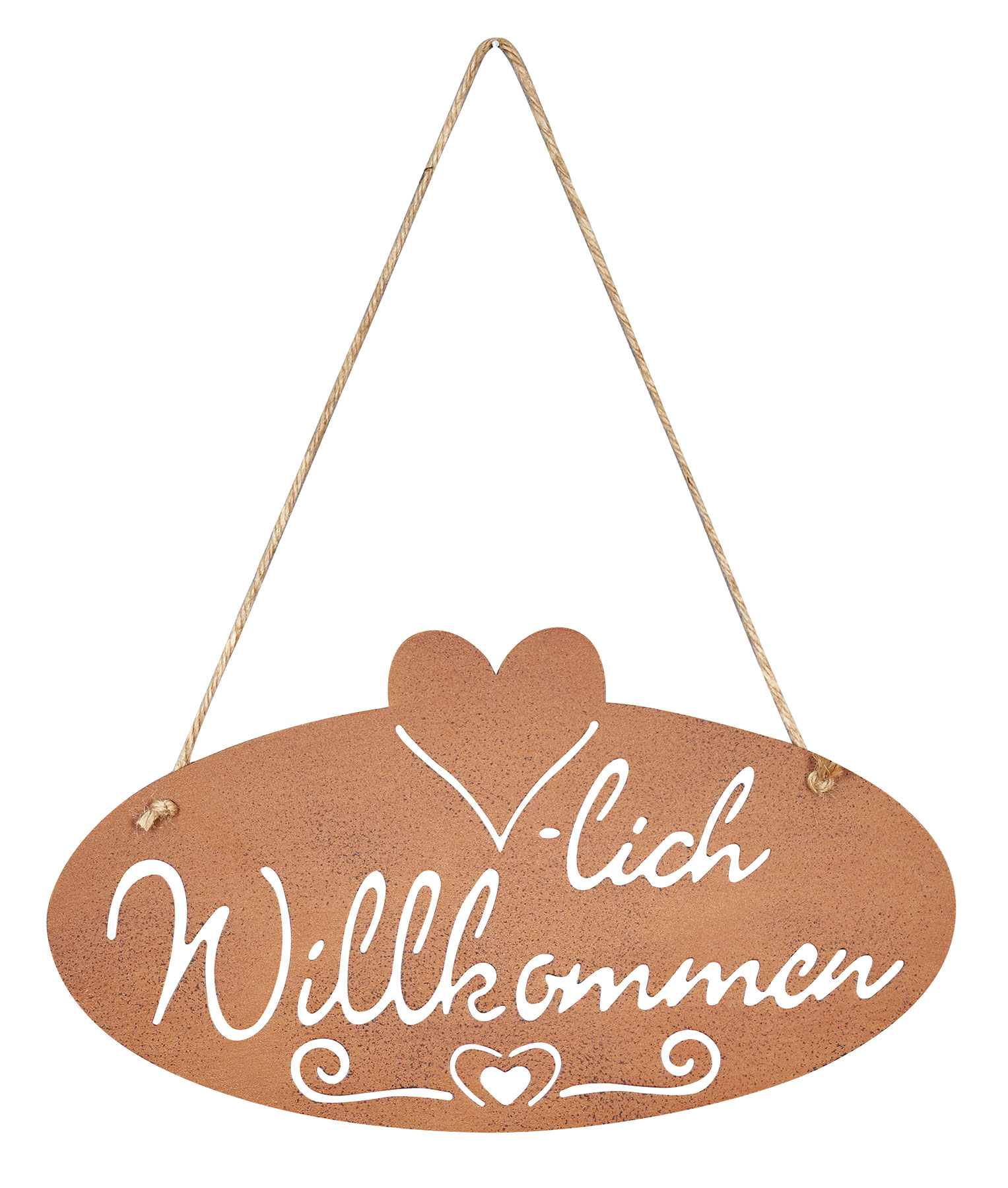 Schild Willkommen Herz 40x22,5cm Garten-Deko Türschild Edelrost Wandbild