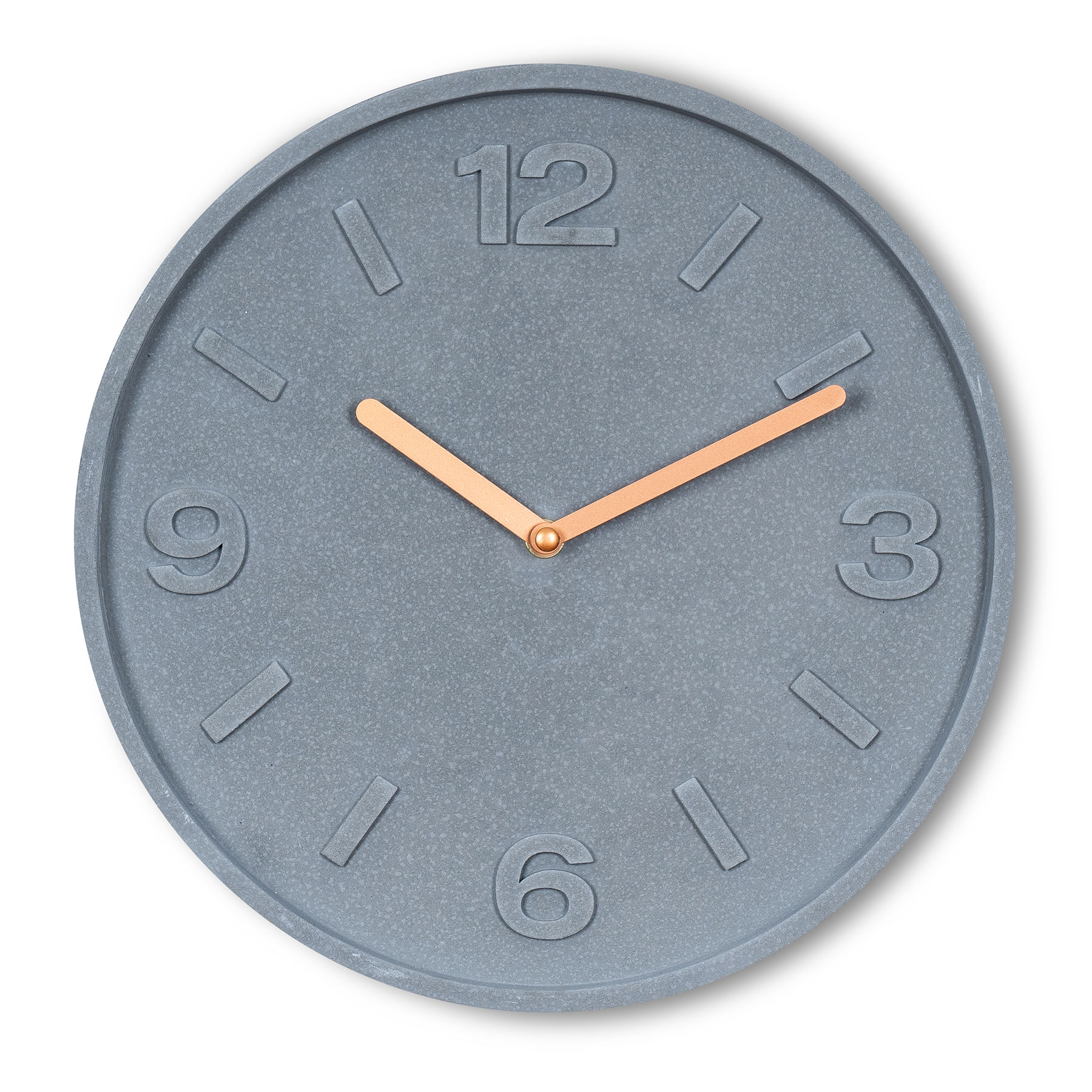 Hochwertige Wanduhr Beton-Uhr 30cm Grau Kupfer Uhrzeit Wanddeko Modern