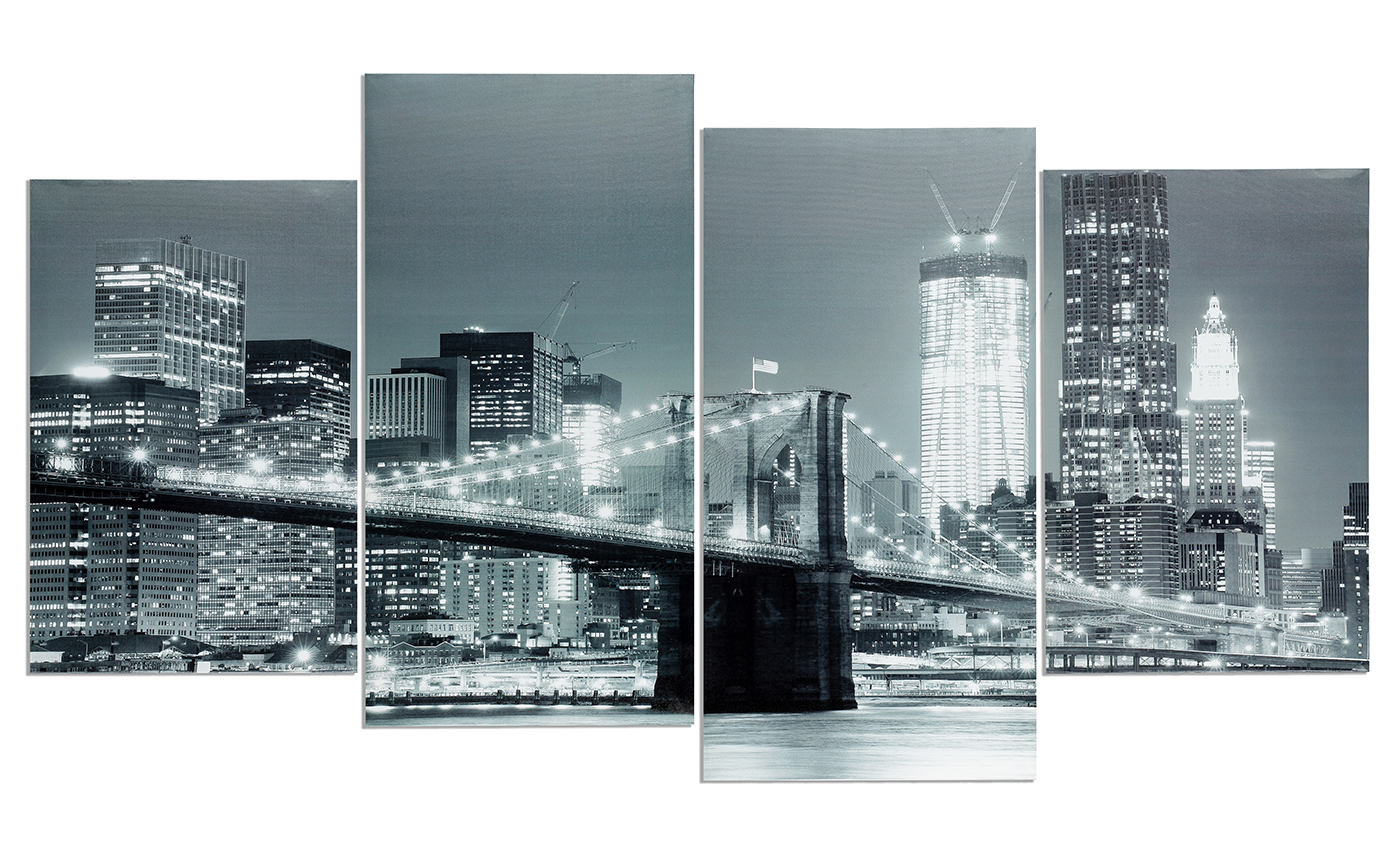 Bridge USA Brooklyn Wandbild 4 Leinwand teilig New Amerika York Bild