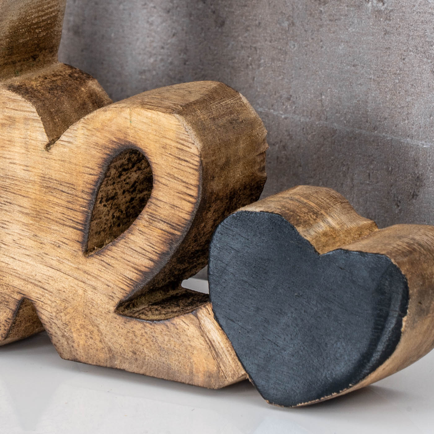 Schriftzug Liebe L26cm Mango Natur Schwarz Holz Buchstaben Tischdeko Deko Love