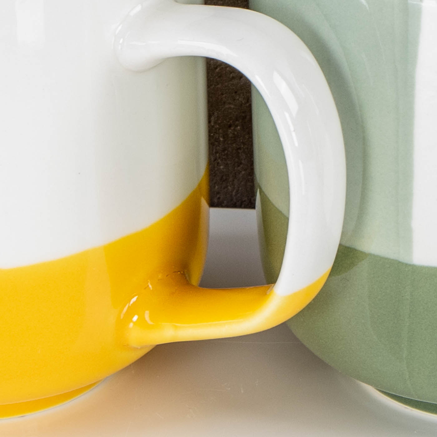 3er Set Bunte Tassen 330ml Porzellan Gelb Grün Rot Kaffeetasse Becher Modern Design