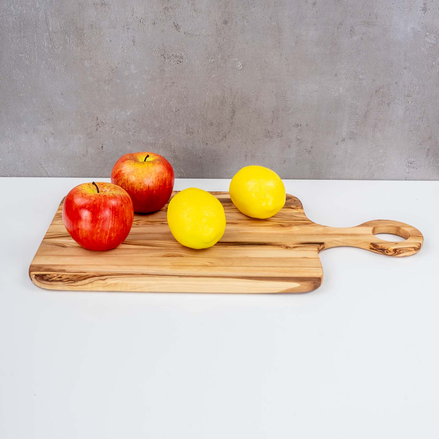Schneidebrett 40x20cm Olivenholz Griff Holzbrett Servierplatte Natur Unikat Deko
