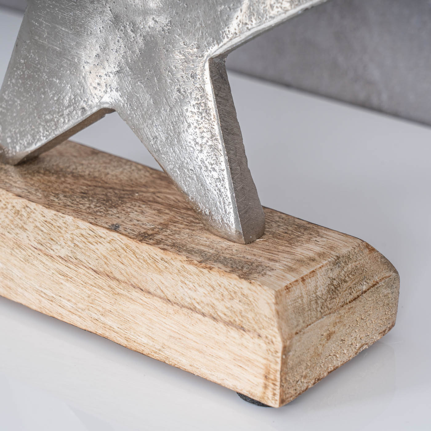 Stern 16x17cm Metall Mango Silber Braun Tischdeko Holz Metallstern Dekoration