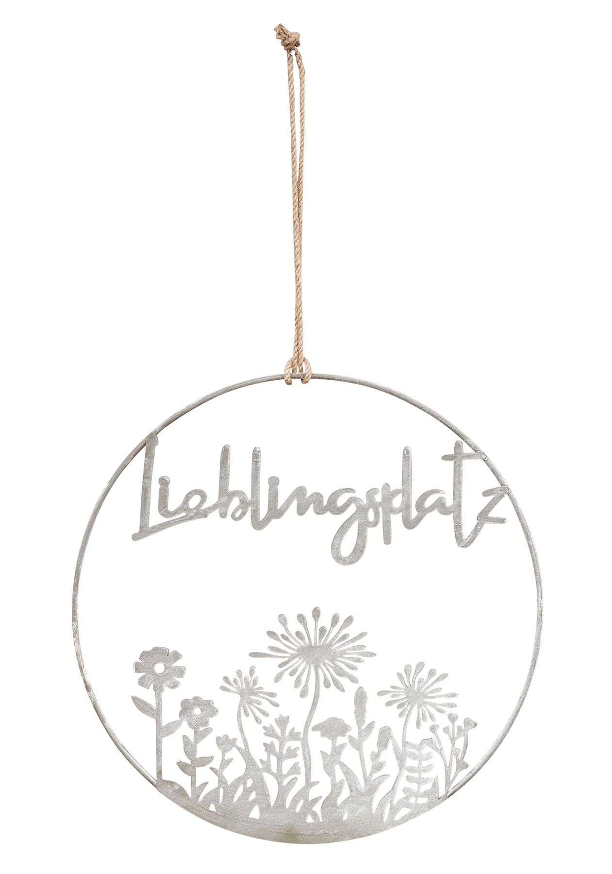Wandbild Lieblingsplatz Ø30cm Grau Ring Wanddeko Metallbild Garten Deko Hänger