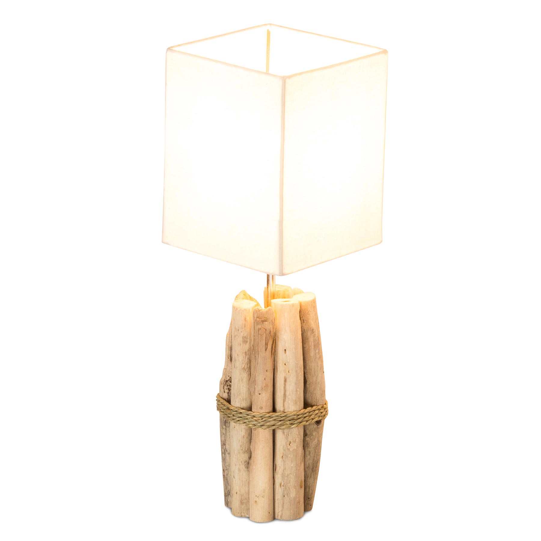 Tischlampe 17x50x17cm Treibholz Tischleuchte Unikat Holz Lampe Licht