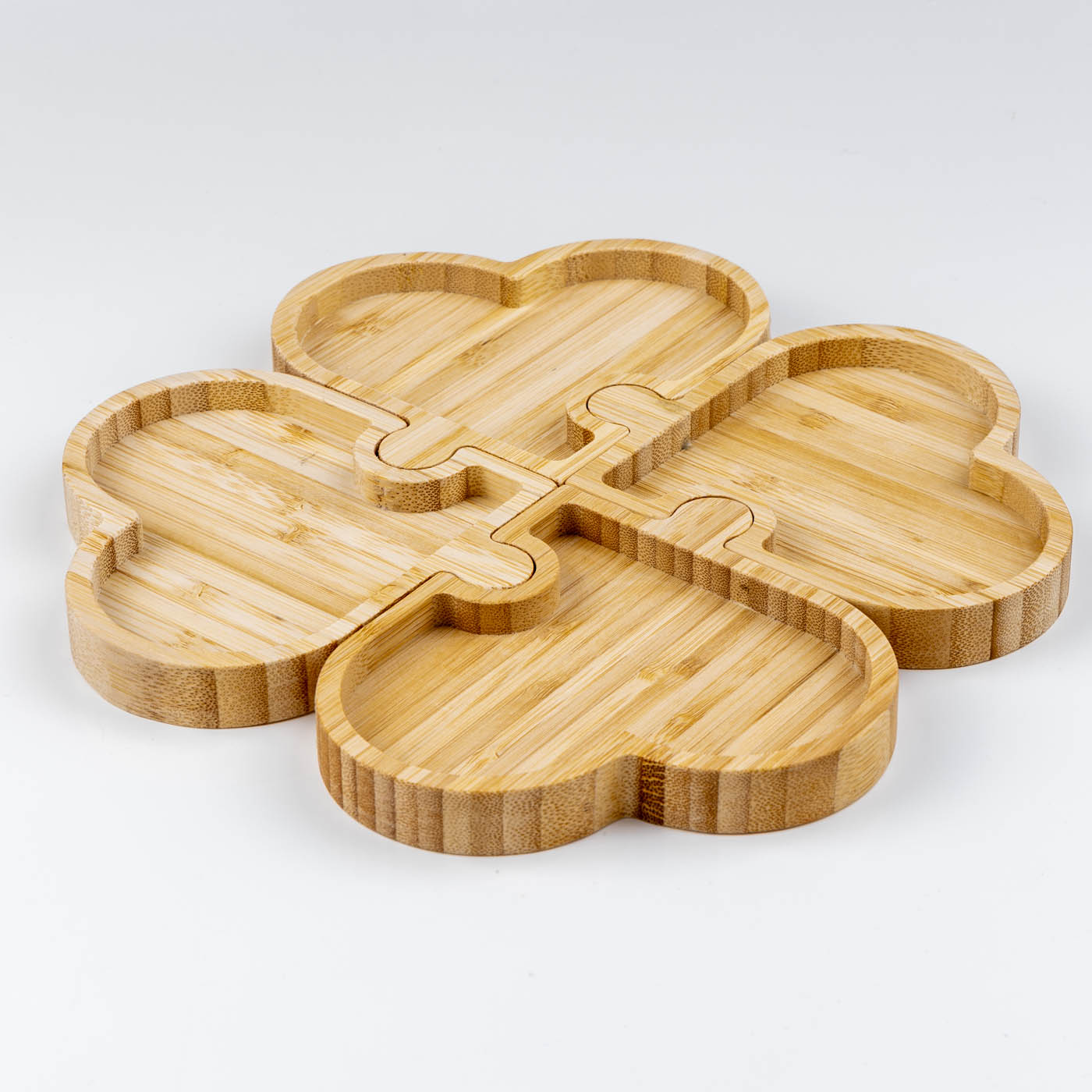 Snackteller Herz 25cm Bambus Holz Natur Teller Puzzle Schale Tischdeko Herzpuzzle