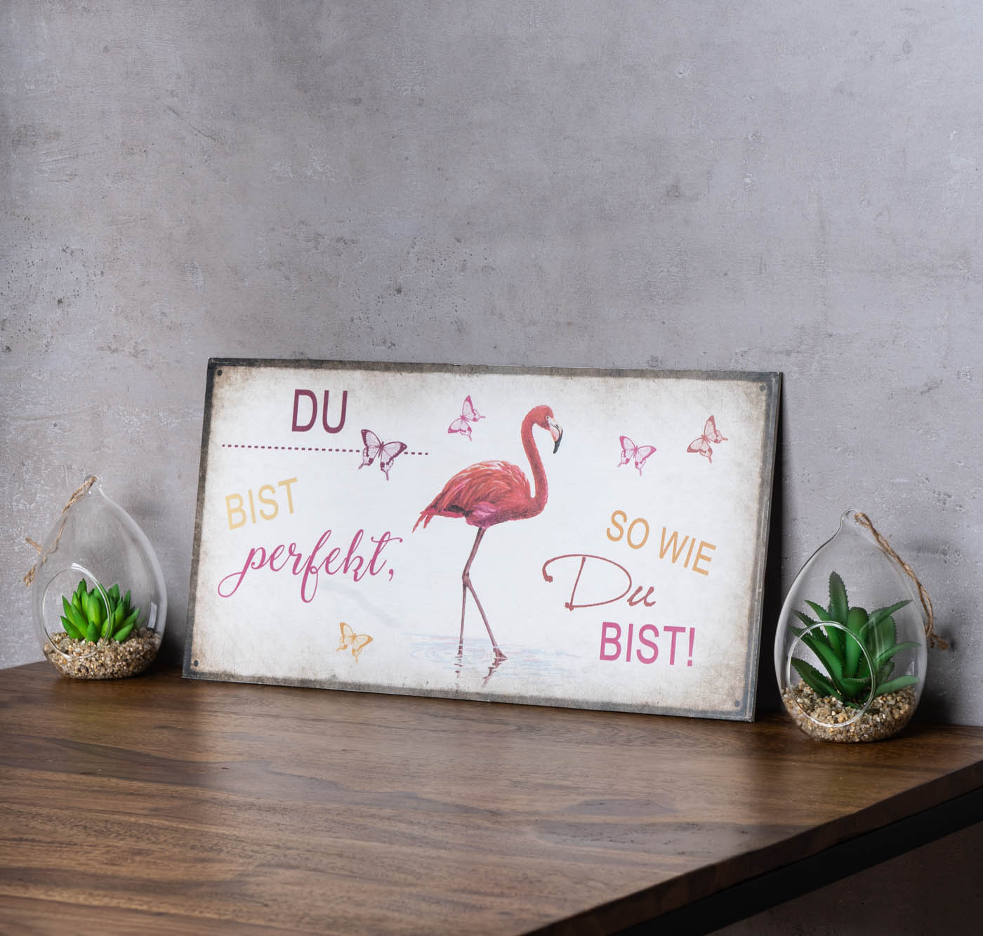 Wandbild 40x20cm Du bist perfekt Spruch Deko Wandschild Freunde Bild Wanddeko