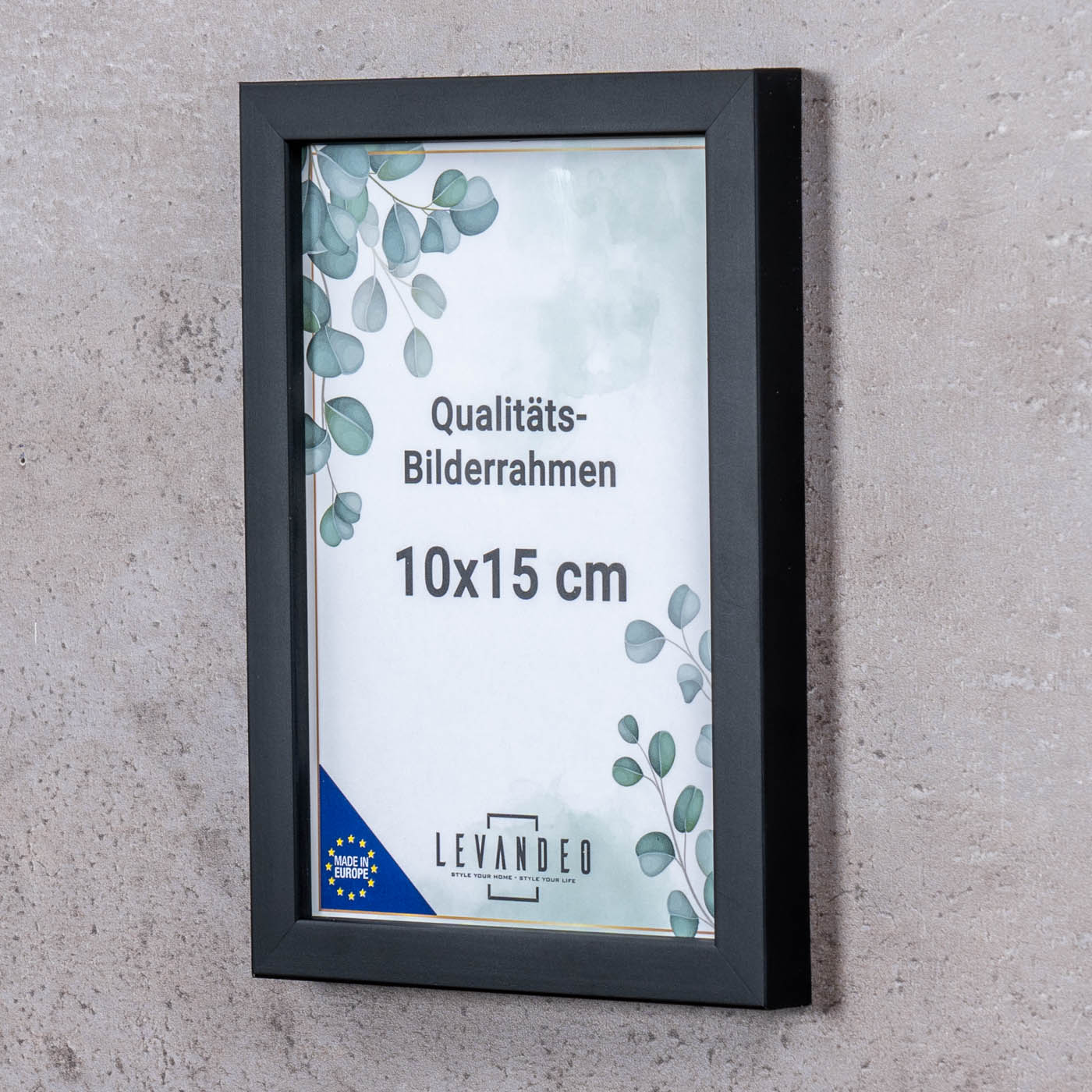 Bilderrahmen Echtholz Made in EU 10x15 Schwarz Glasscheibe Fotorahmen Kiefernholz