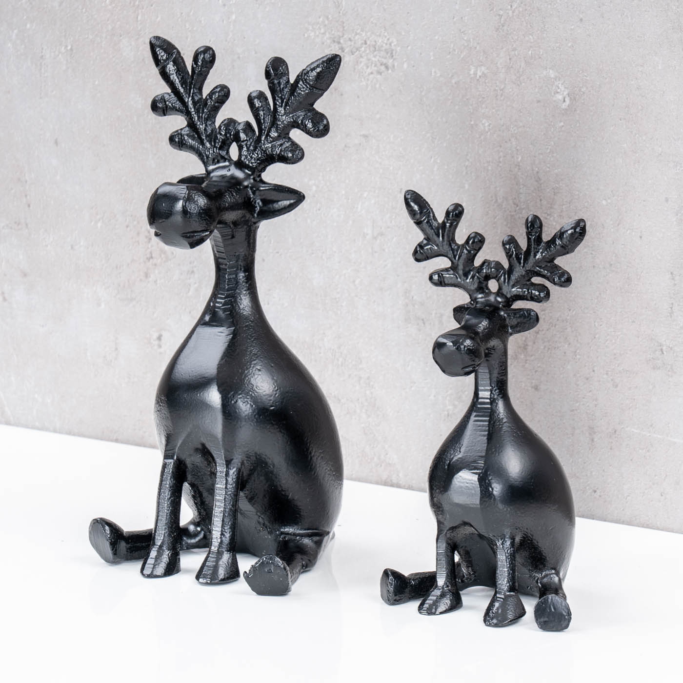 2er Set Rentiere Metall Schwarz Hirsche Deko Tischdeko Weihnachtsdeko Aufsteller