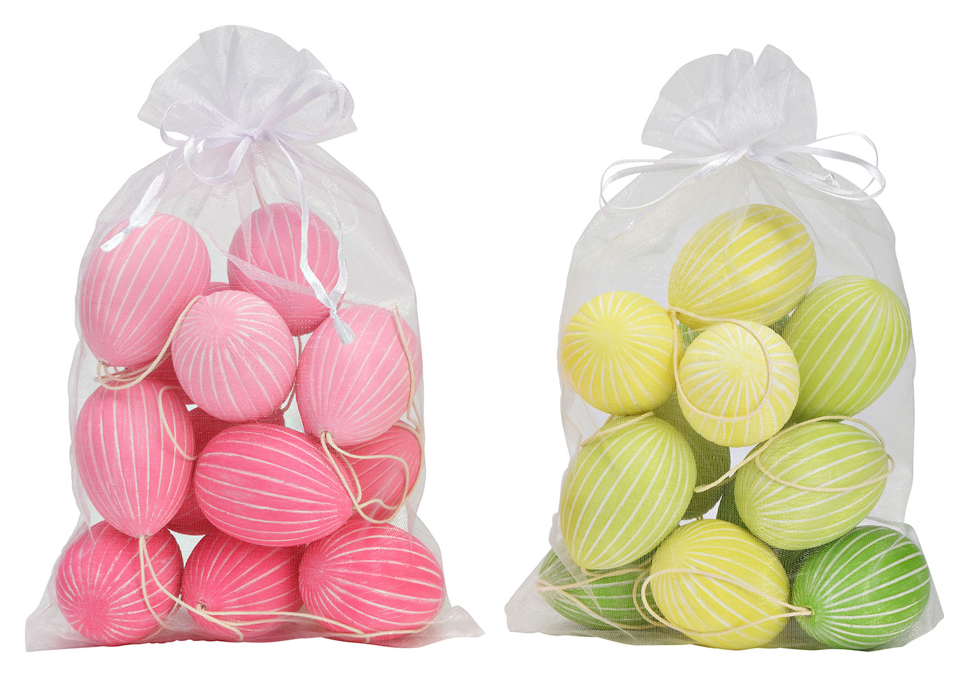 24er Set Deko Eier Hängedeko Ostern Rosa Gelb Grün Pink Ostereier zum Aufhängen