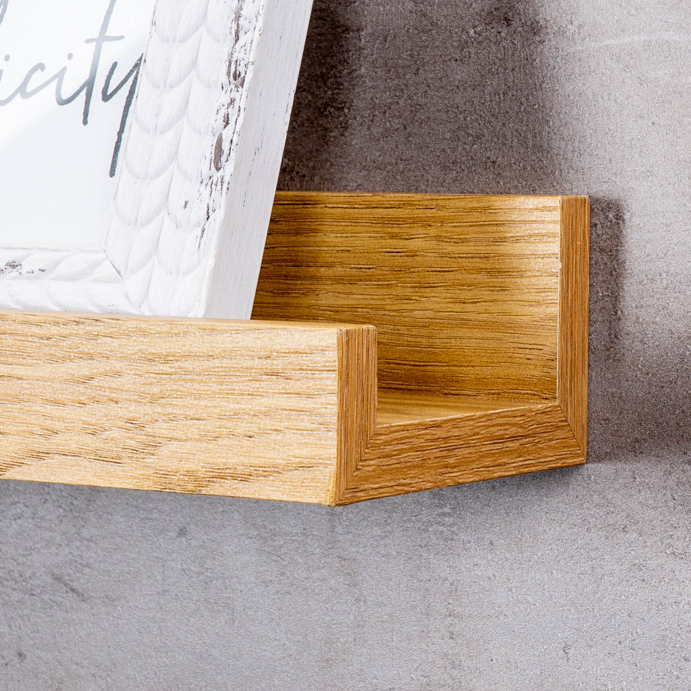 Bilderleiste Eiche Braun L40cm MDF Holz Wandregal Schmal Wanddeko Hängeregal
