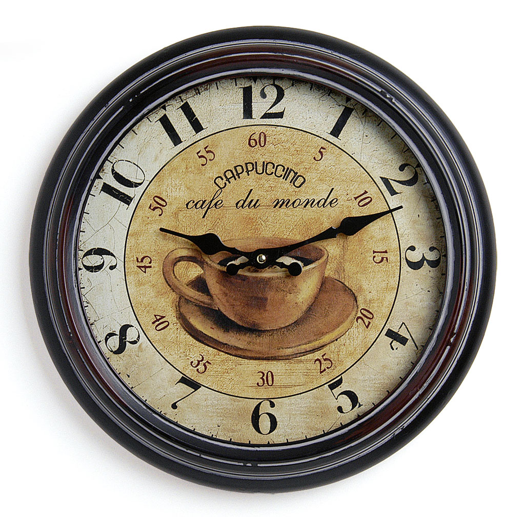 Wanduhr Metall 37cm Paris Cappuccino cafe Nostalgie Landhaus Uhr