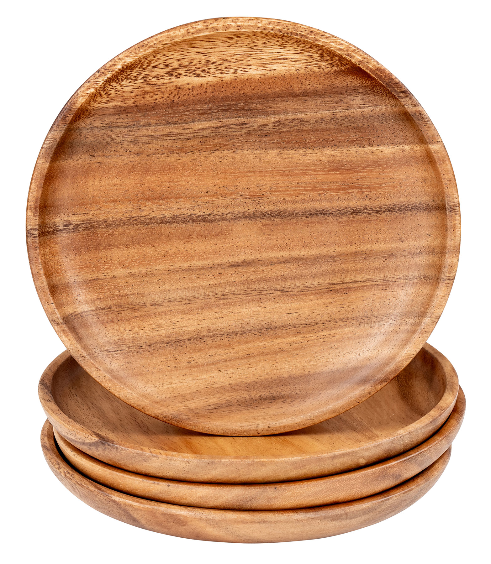 4er Set Runde Teller Akazie Ø20cm Holzteller Snackteller Dekoteller Deko Unikat