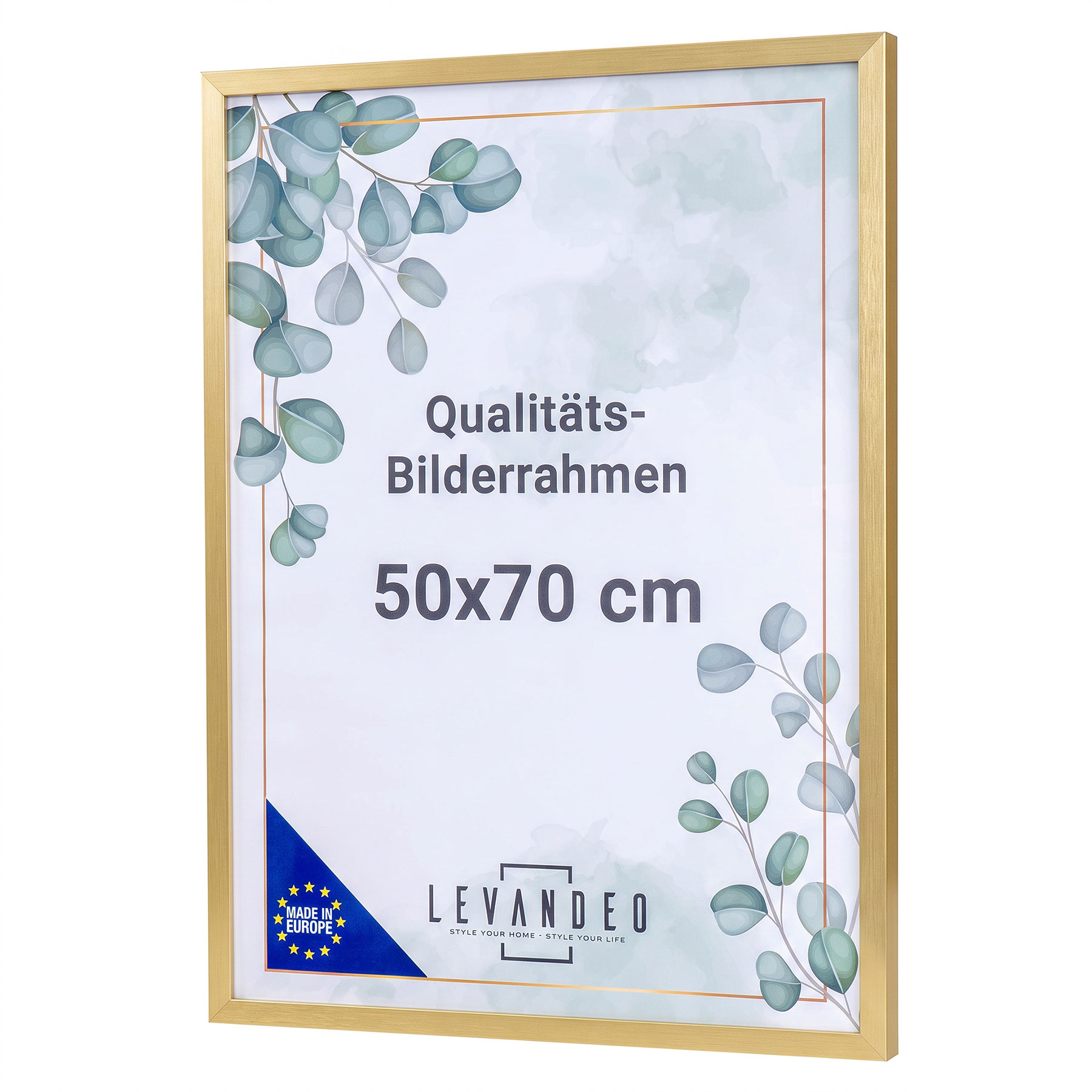 Bilderrahmen 50x70 Gold Holz Fotorahmen MDF Holzrahmen Acrylglas Posterrahmen