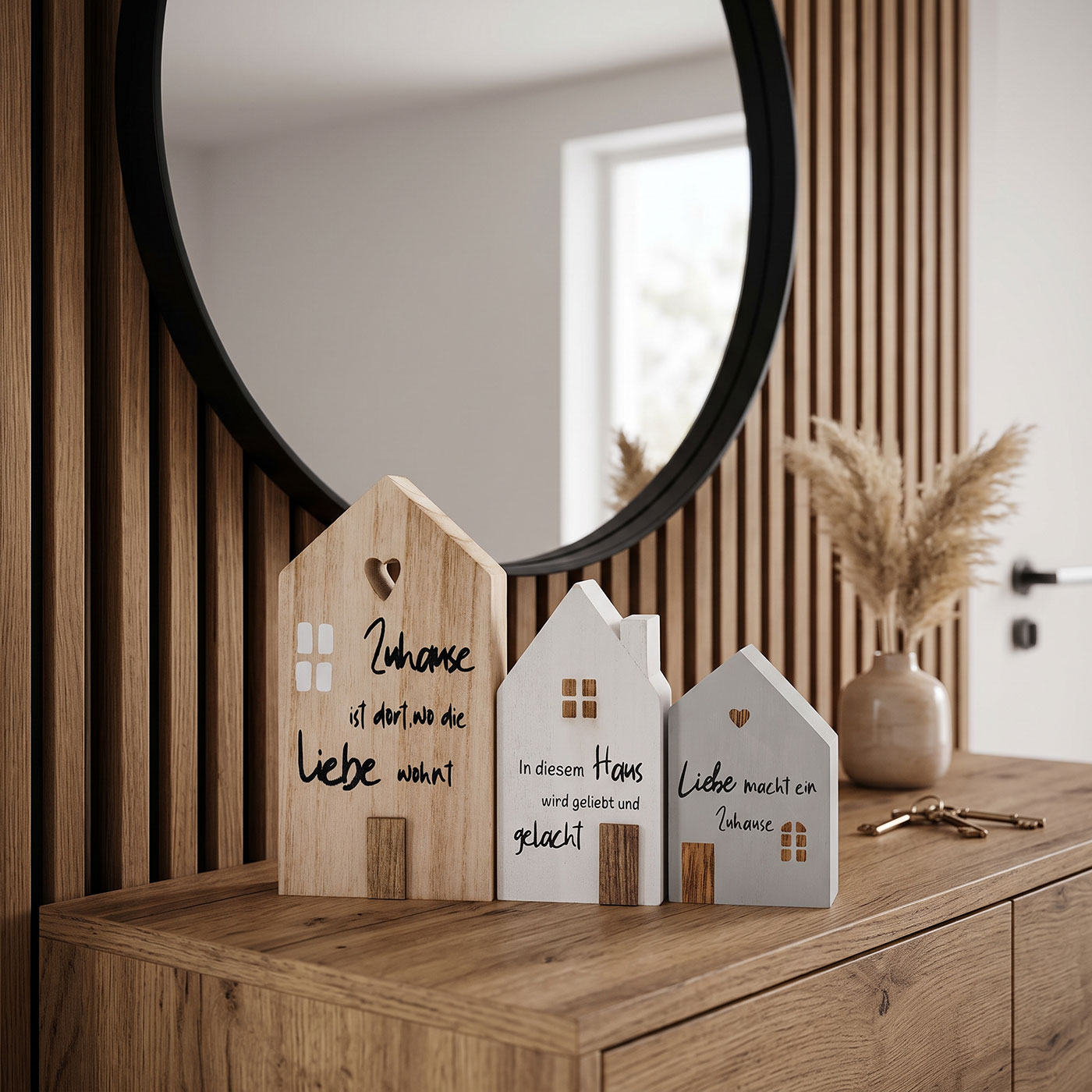 3er Set Deko Aufsteller Haus Zuhause Deko-Tafel Willkommen Spruchtafel Tischdeko