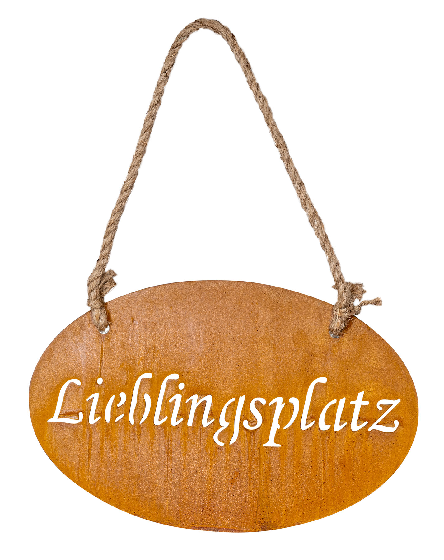 Schild Lieblingsplatz 30x18cm Garten-Deko Hängerchen Türschild Edelrost Wandbild