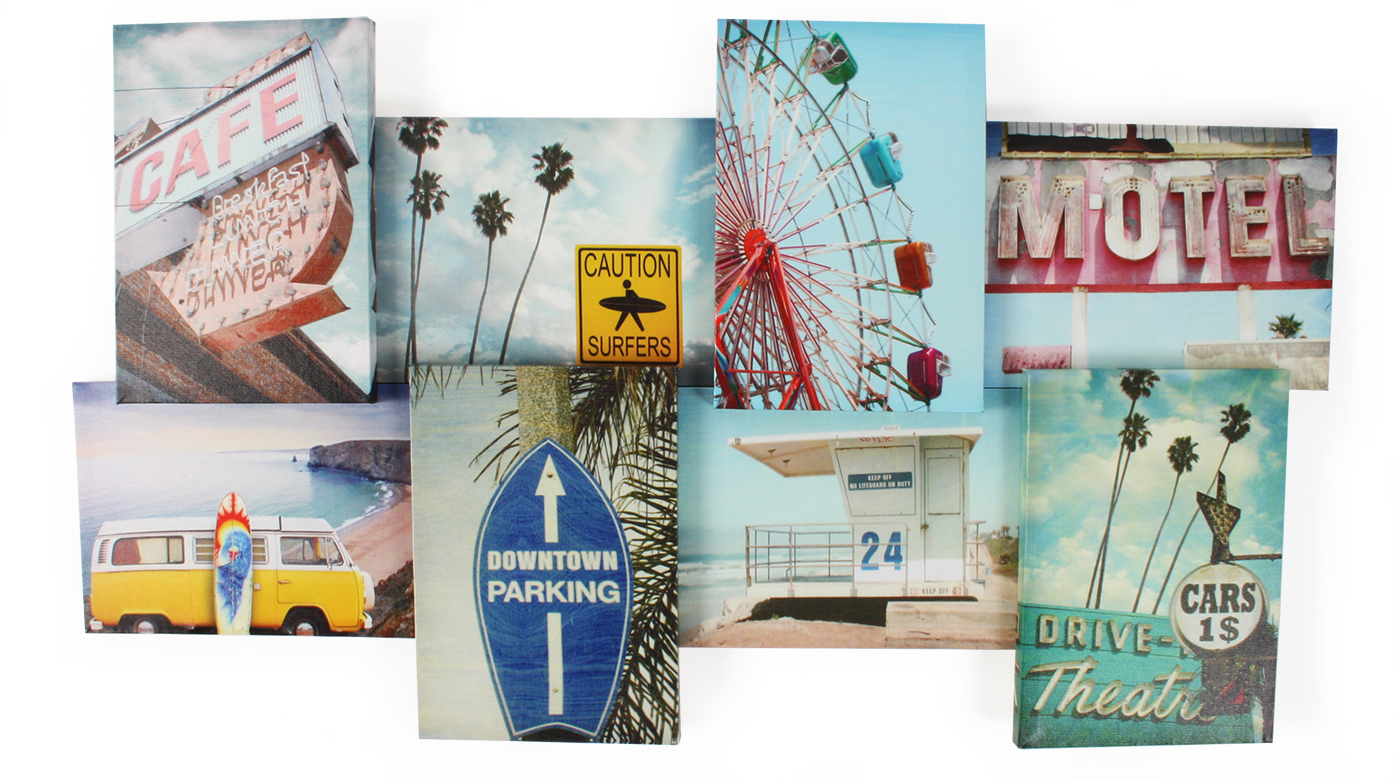 Wandbild 3D Optik Holiday Motel Surfen Amerika Leinwandbild 74x41cm