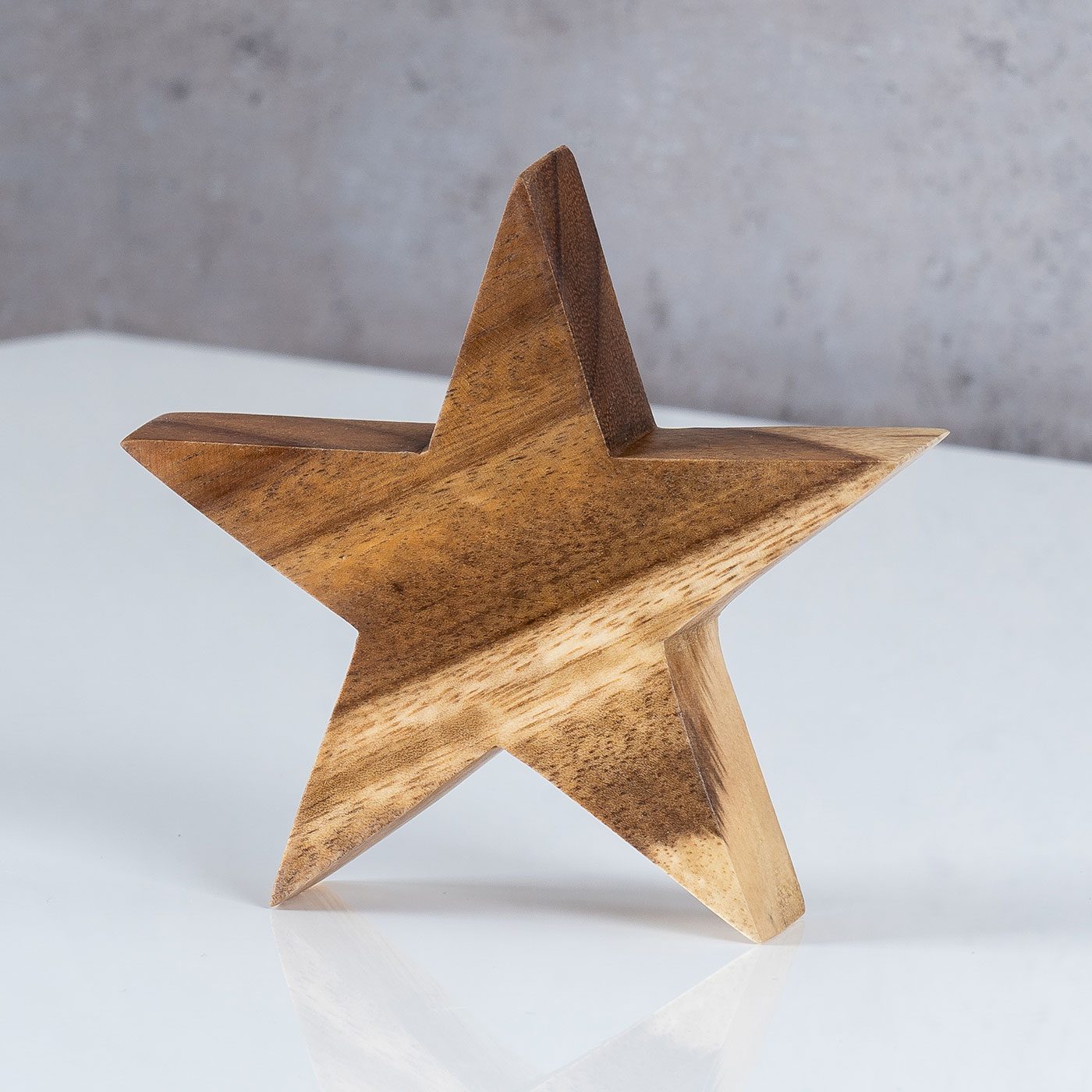 Stern Holzstern Akazie 12cm Akazienholz Braun Natur Deko Tischdeko Holzdeko