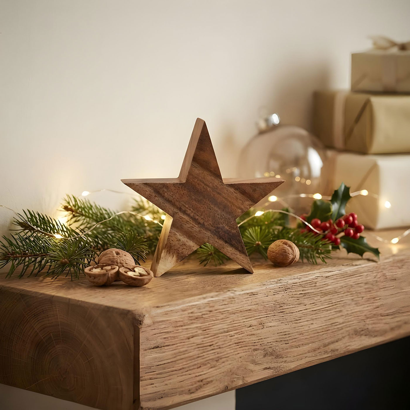 Stern Holzstern Akazie 12cm Akazienholz Braun Natur Deko Tischdeko Holzdeko