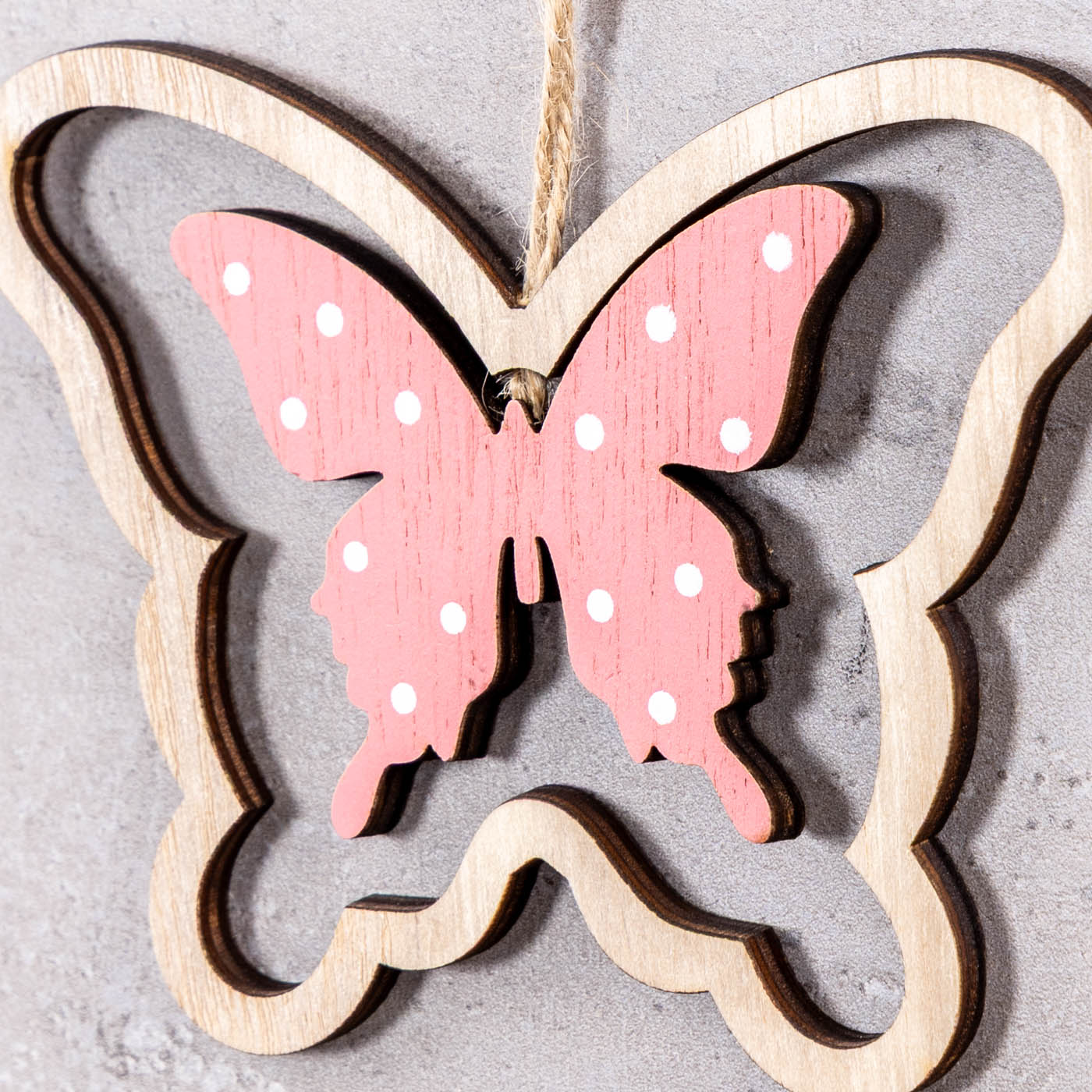 8er Set Holz Anhänger Schmetterling Blume Natur Rosa Lila Dekohänger Frühling