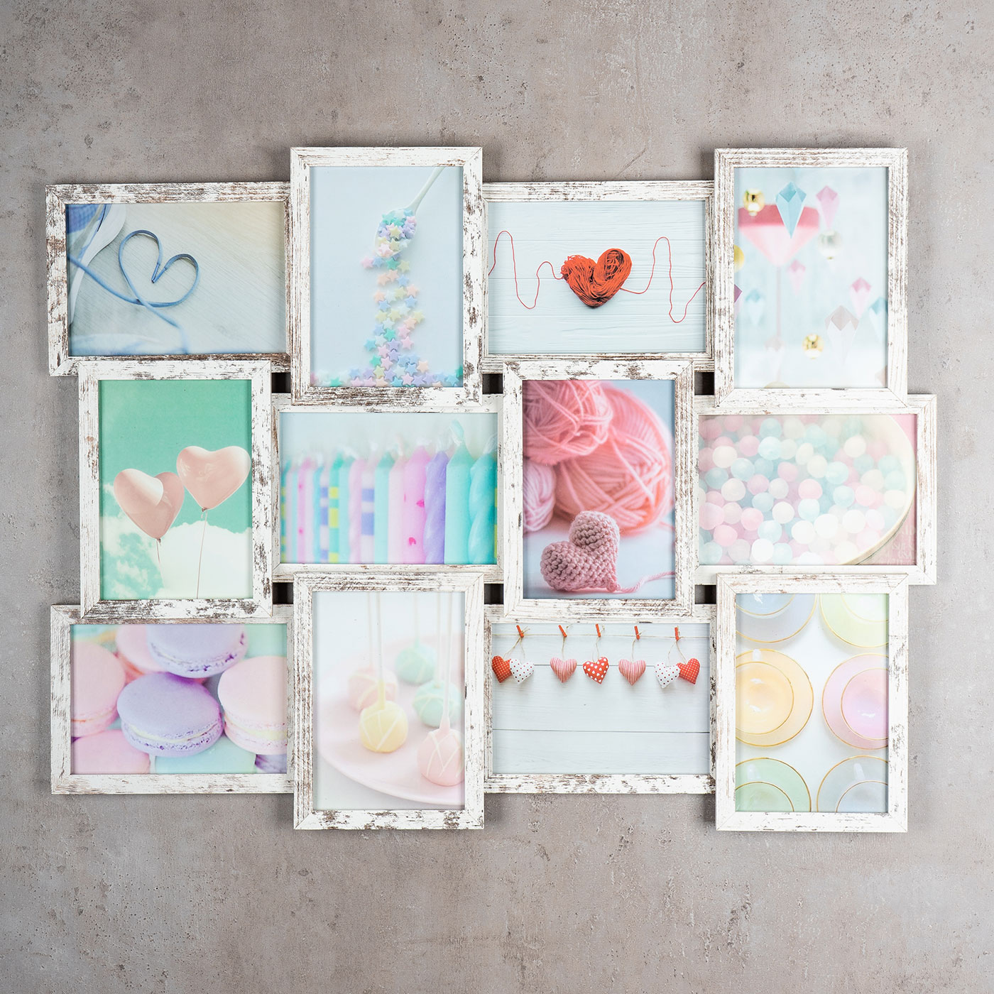 levandeo Bilderrahmen Collage 51x68cm 12 Fotos 13x18 Shabby Chic MDF Holz Glas