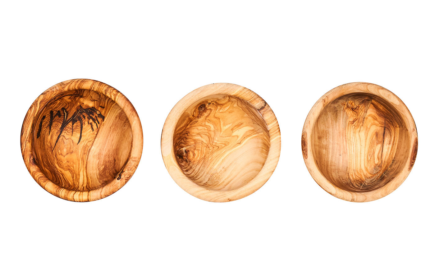 3er Set Schüssel ca. 12x4cm Schale Holz Olivenholz Holzschale Salatschüssel Natur