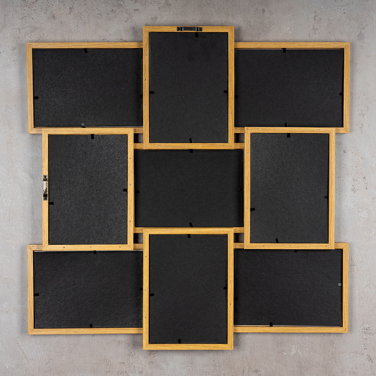 levandeo Bilderrahmen Collage 52x52cm 9 Fotos 13x18 Eiche MDF Holz Glasscheiben