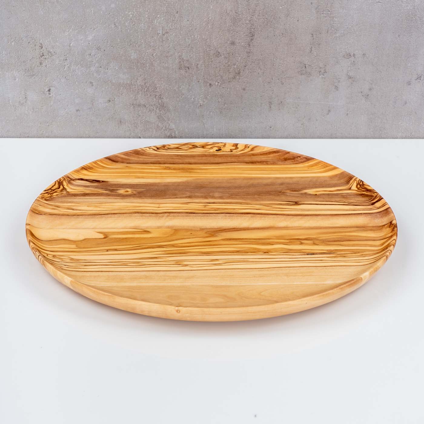Runder Teller Holz 30x30cm Olivenholz Holzteller Natur Unikat Küche Tischdeko