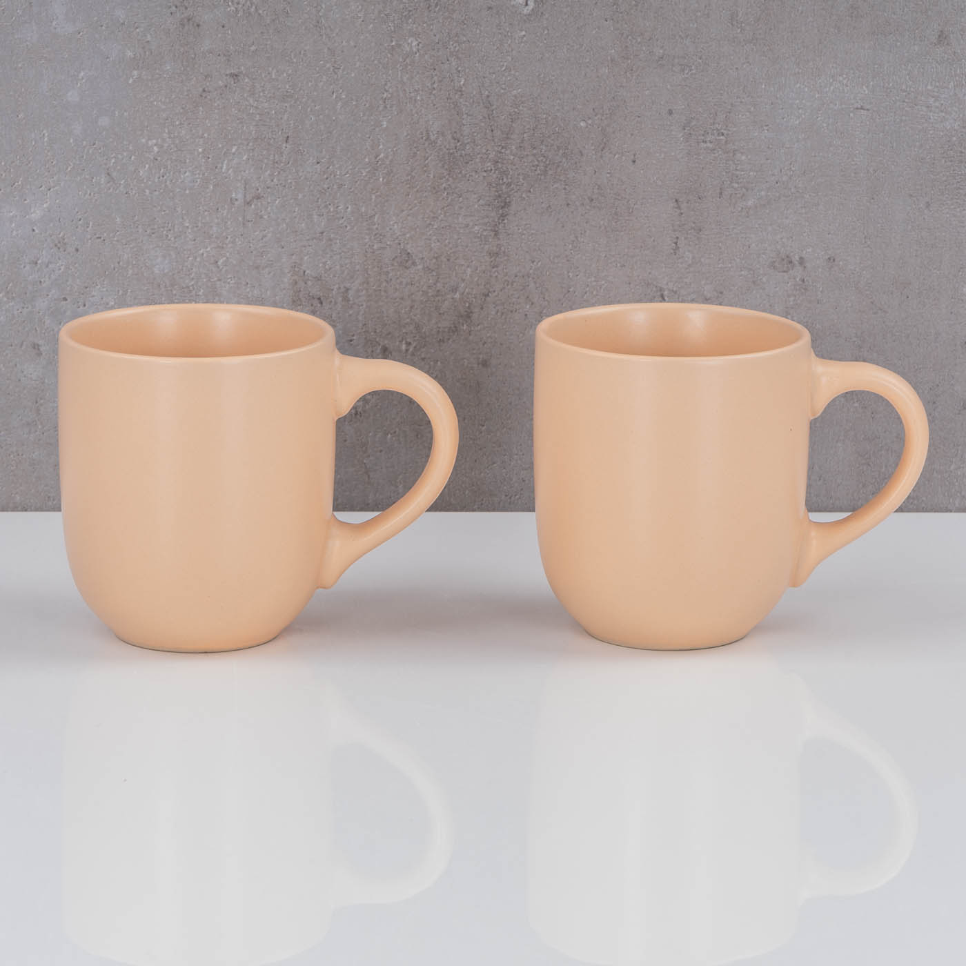 4er Set Steingut Tassen 300ml Pastell Orange Kaffeetasse Kaffeebecher Design