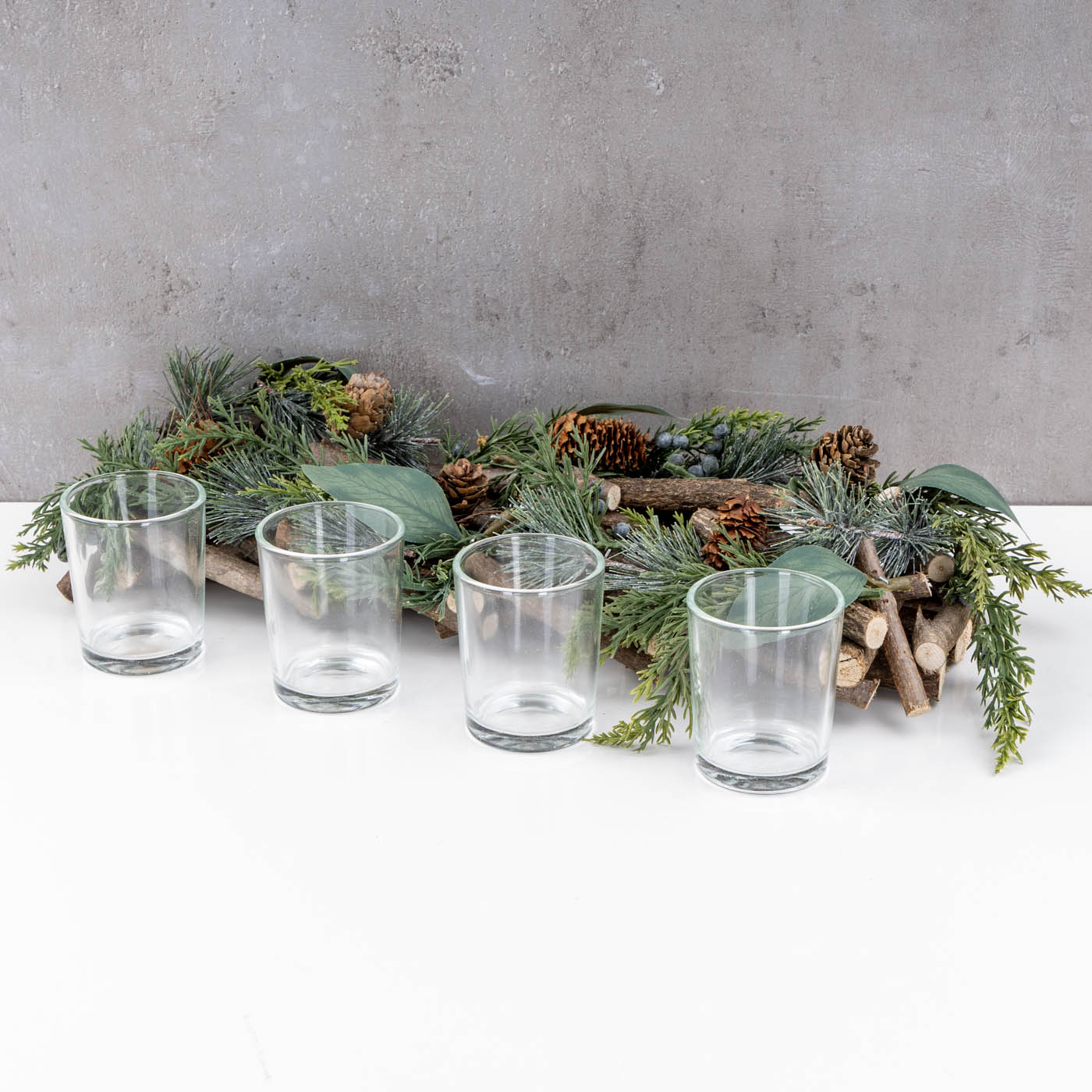 Adventsgesteck Tischdeko Weihnachten Gesteck Teelichthalter Natur Adventsdeko