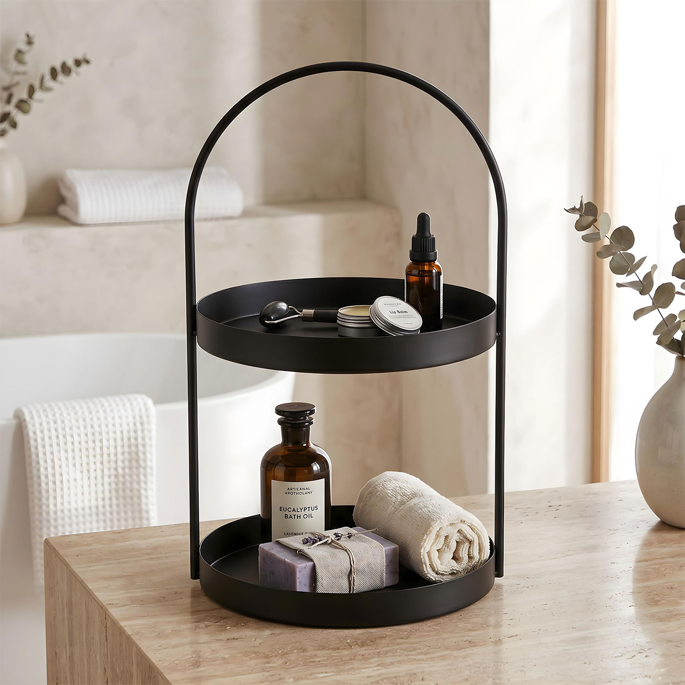 Metall Etagere Schwarz 2 Etagen H45cm Matt Servierplatte Servierständer Buffet