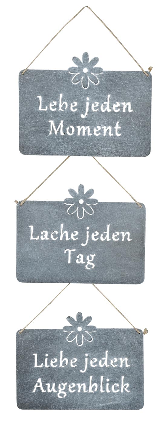 3er Set Wandbilder Sprüche 25x19cm Schilder Garten-Deko Türschild Grau Wanddeko