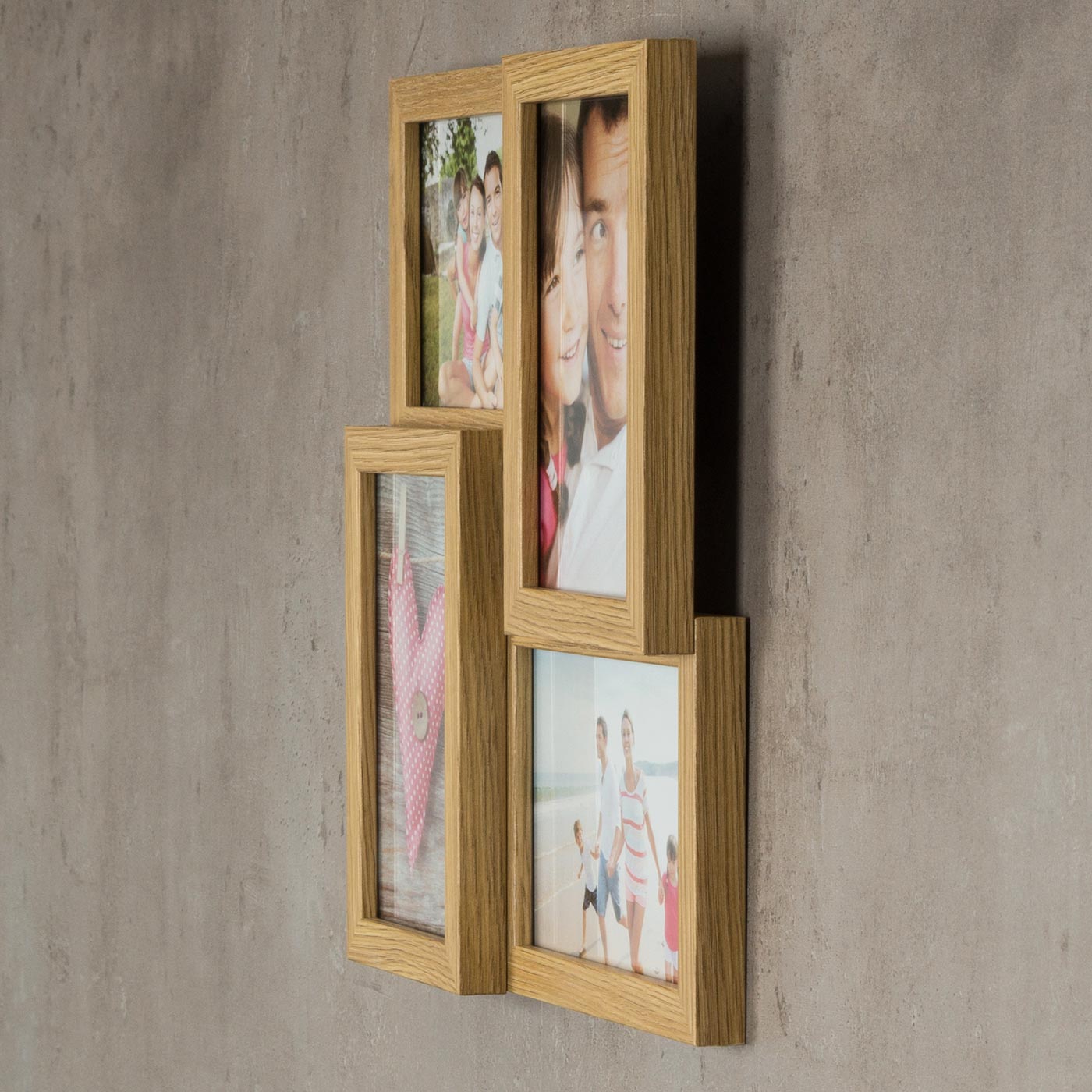 levandeo Bilderrahmen Collage 28x28cm 4 Fotos 10x15 Eiche MDF Holz Glascheiben