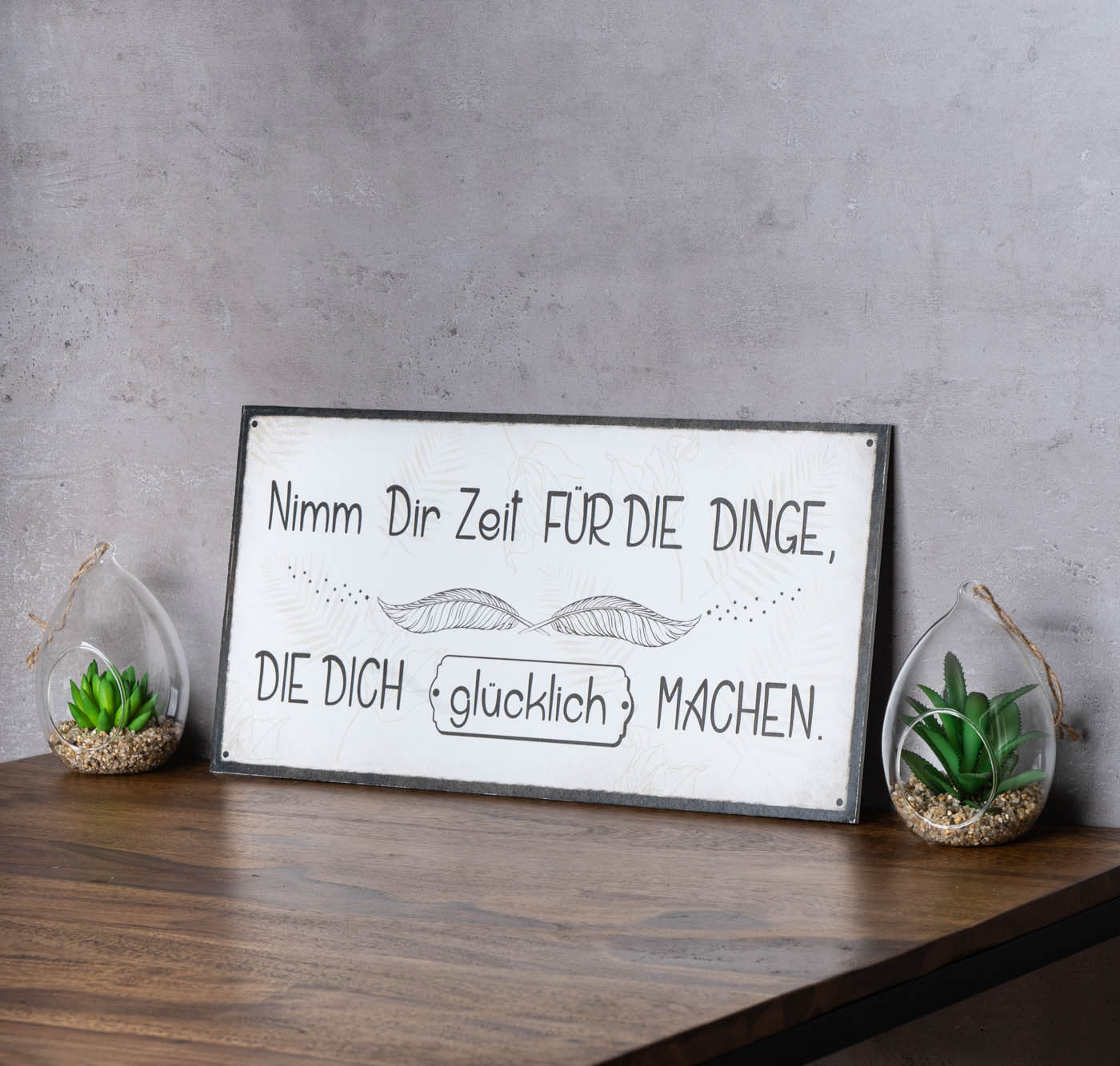 Wandbild 40x20cm Nimm dir Zeit Glück Spruch Deko Wandschild Freunde Bild Deko