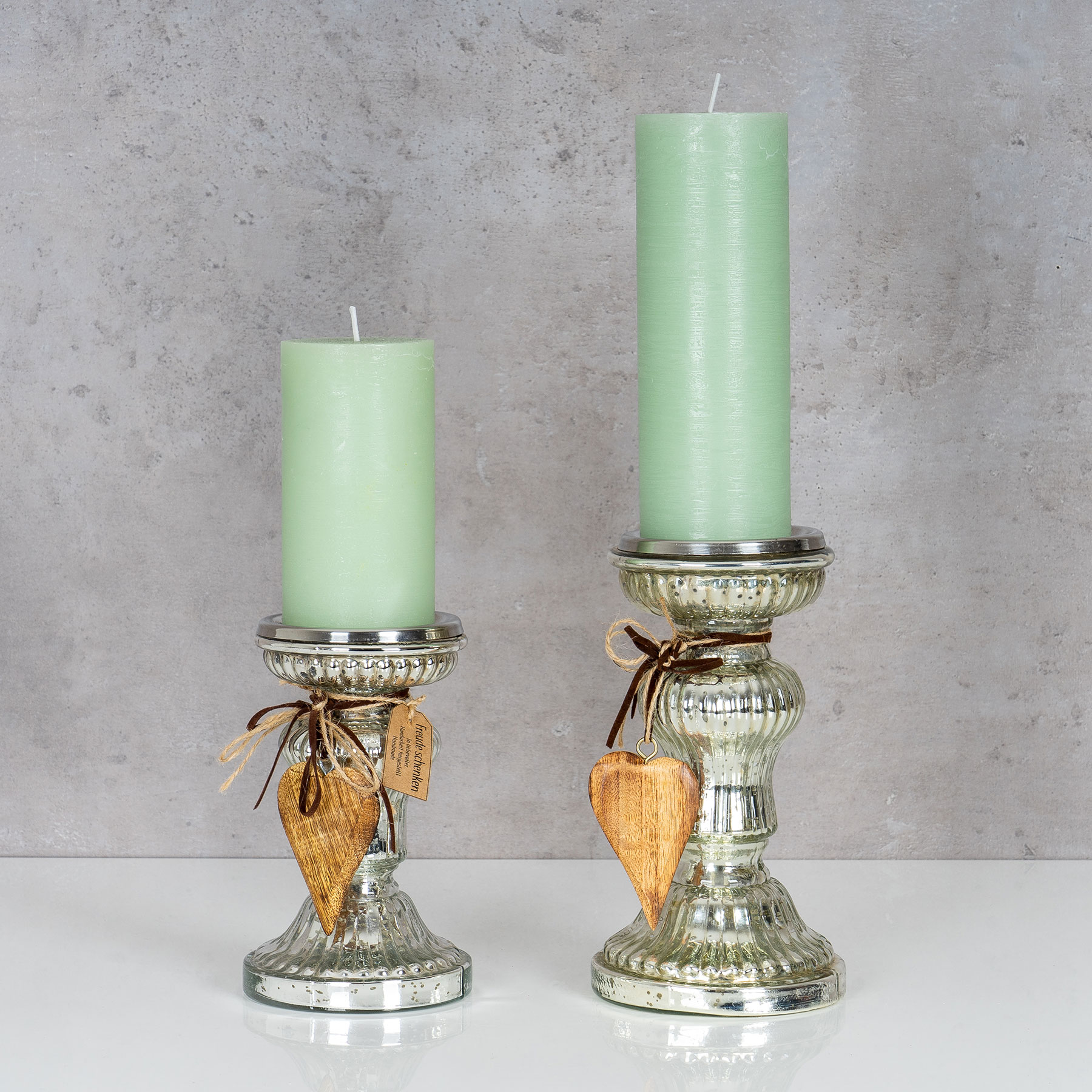2er Set Kerzenständer H21cm H17cm Kerzenhalter Tischdeko Kerzenleuchter Deko