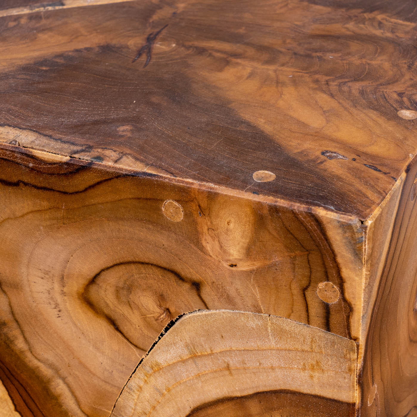 Beistelltisch Hocker Teakholz Tisch Höhe 45cm Holzhocker Holztisch Massiv-Holz