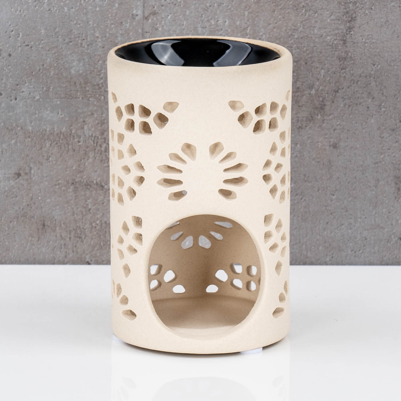 Duftlampe Keramik H11cm Creme Weiß Aromalampe Raumduft Tischdeko Duftlicht Deko