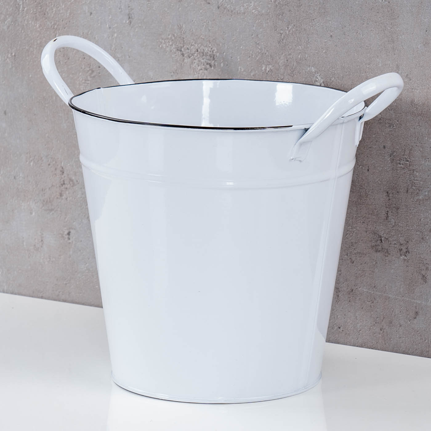 Pflanztopf Metall Eimer 18cm Weiß Blumentopf Pflanzkübel Garten Deko Blumenkübel