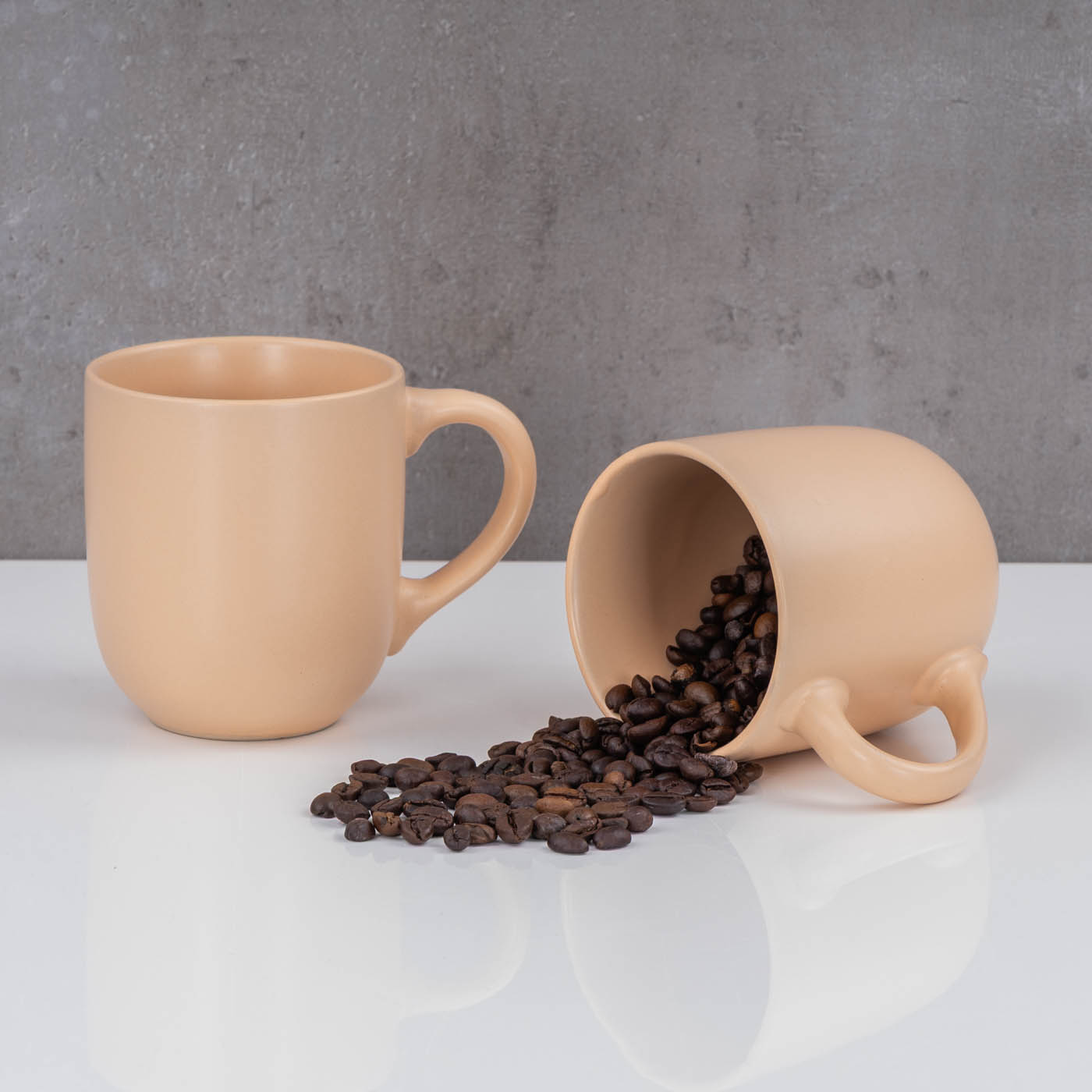 4er Set Steingut Tassen 300ml Pastell Orange Kaffeetasse Kaffeebecher Design