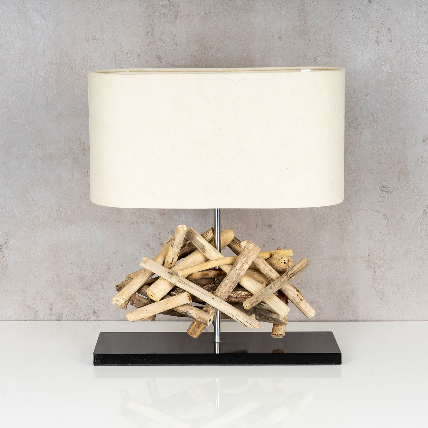 Tischlampe Höhe 42cm Treibholz Tischleuchte Holz Lampe Teakholz Deko Tischdeko